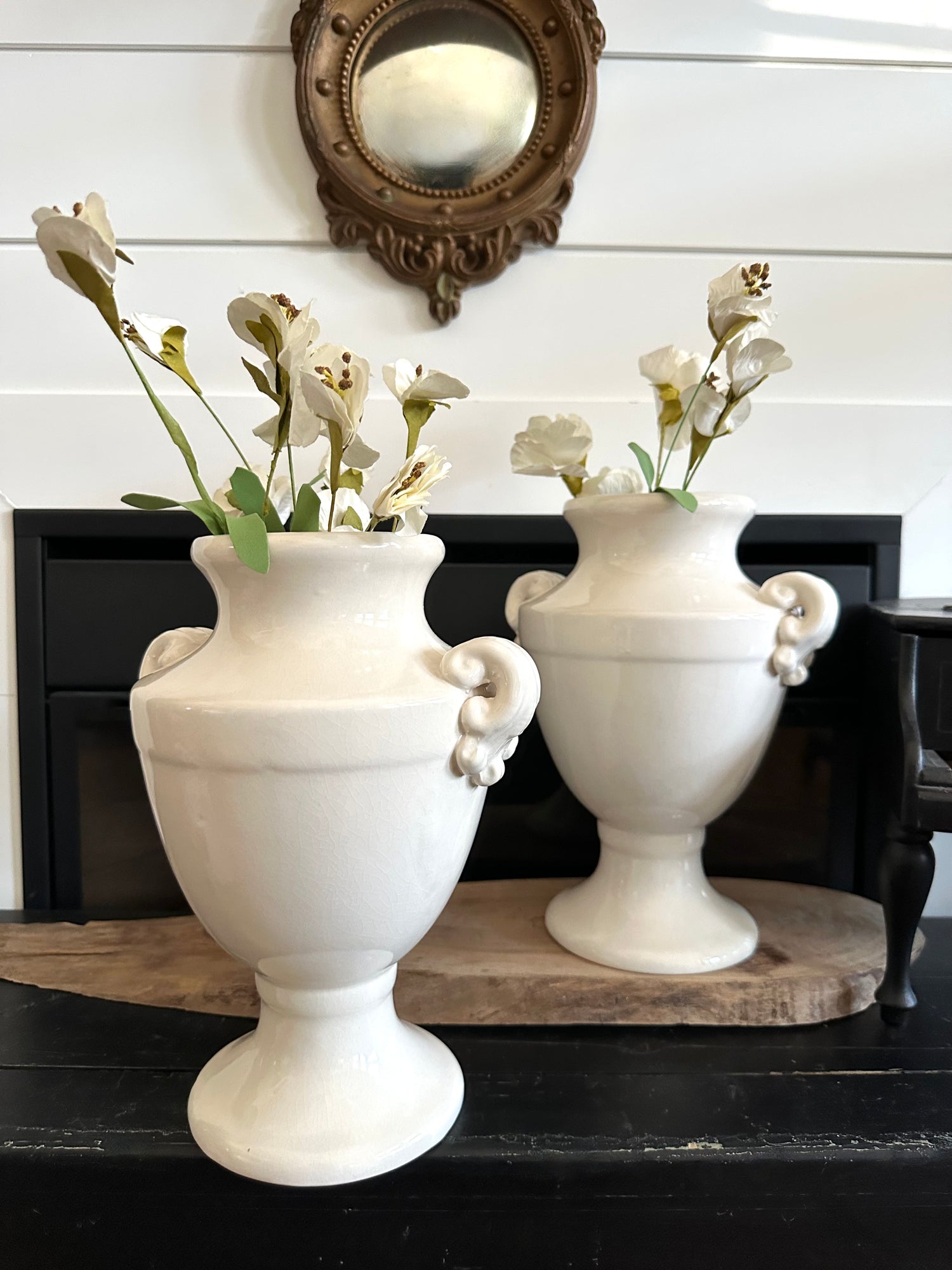 Pair Cream Urns