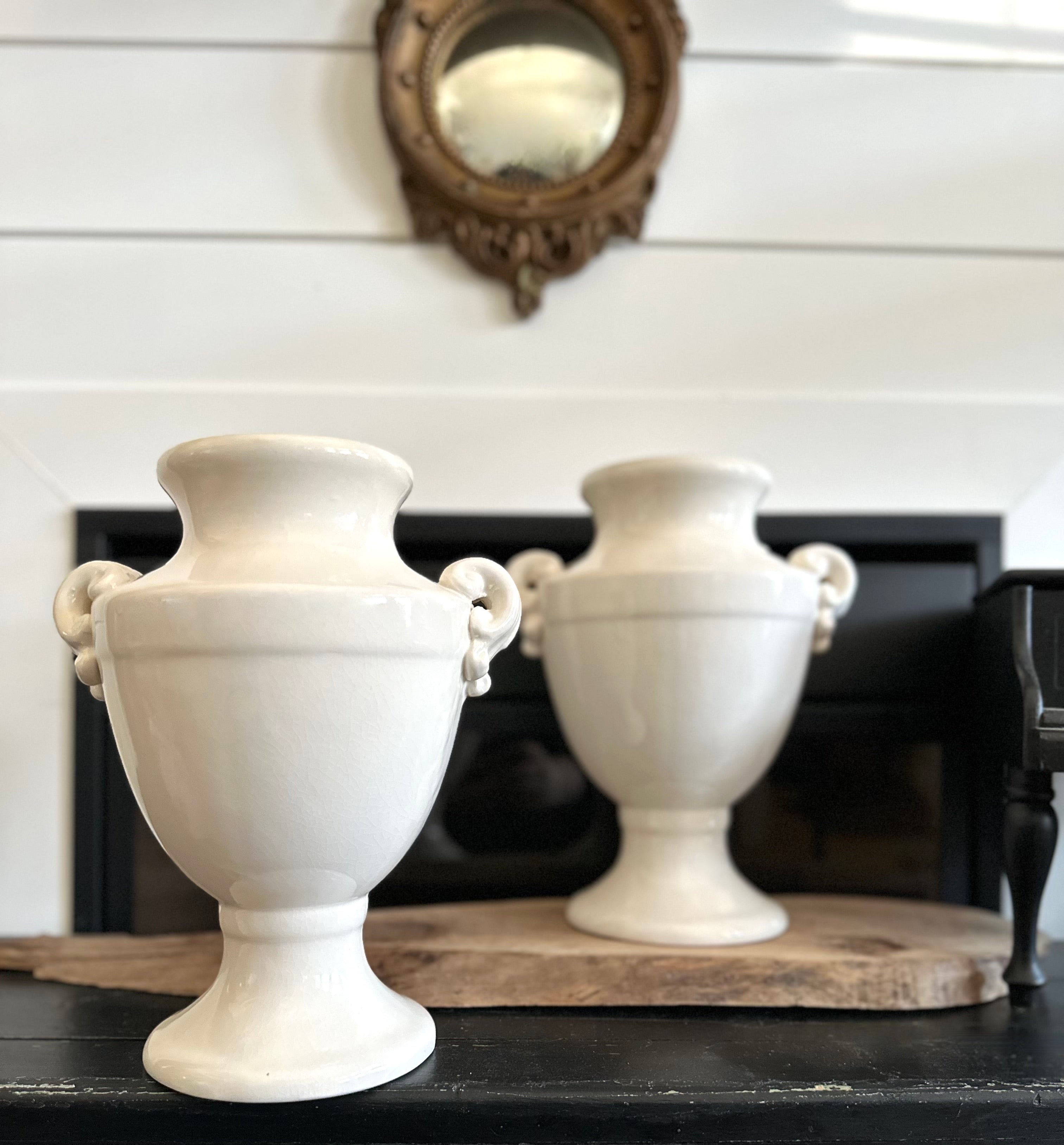 Pair Cream Urns