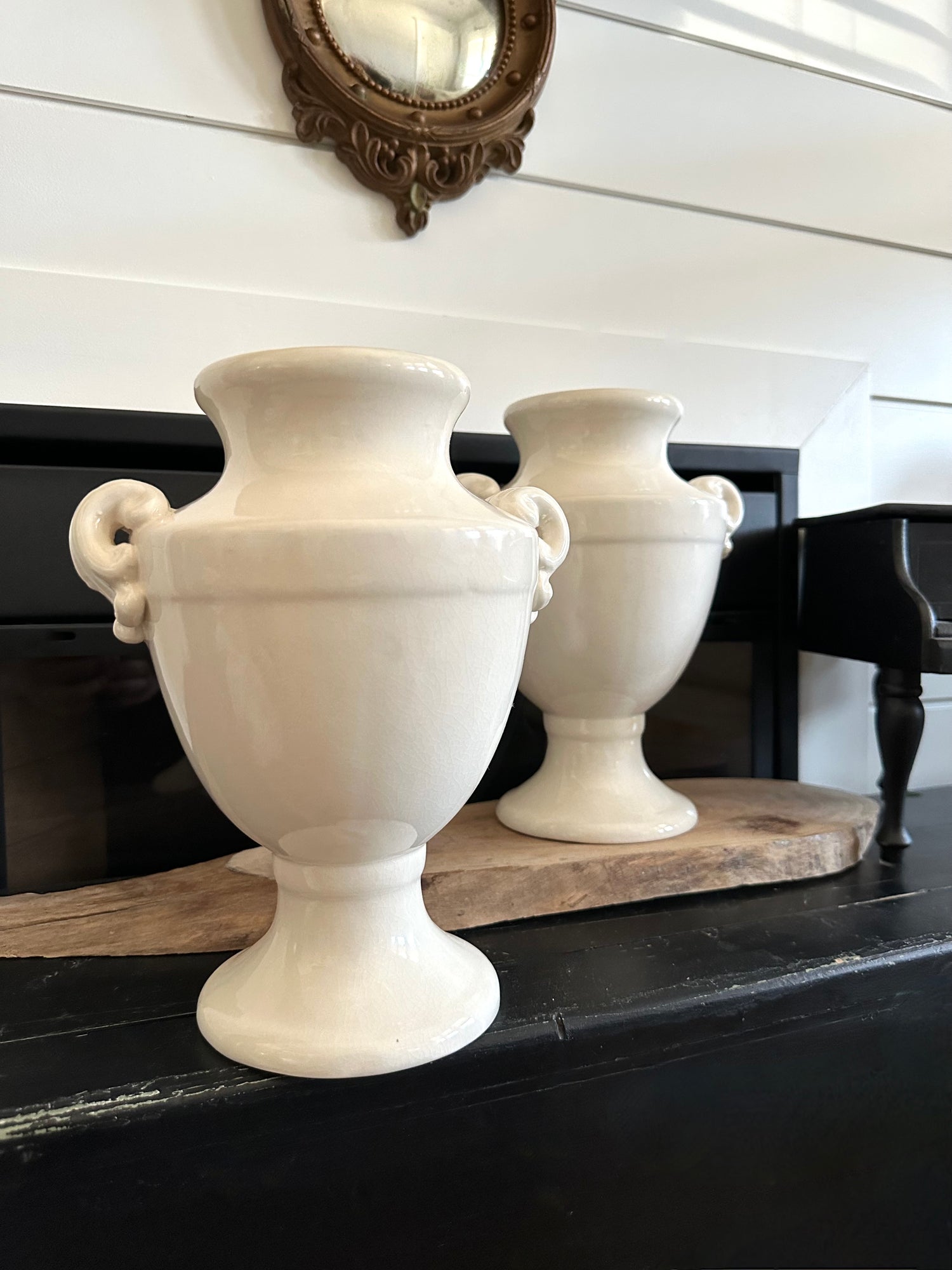 Pair Cream Urns