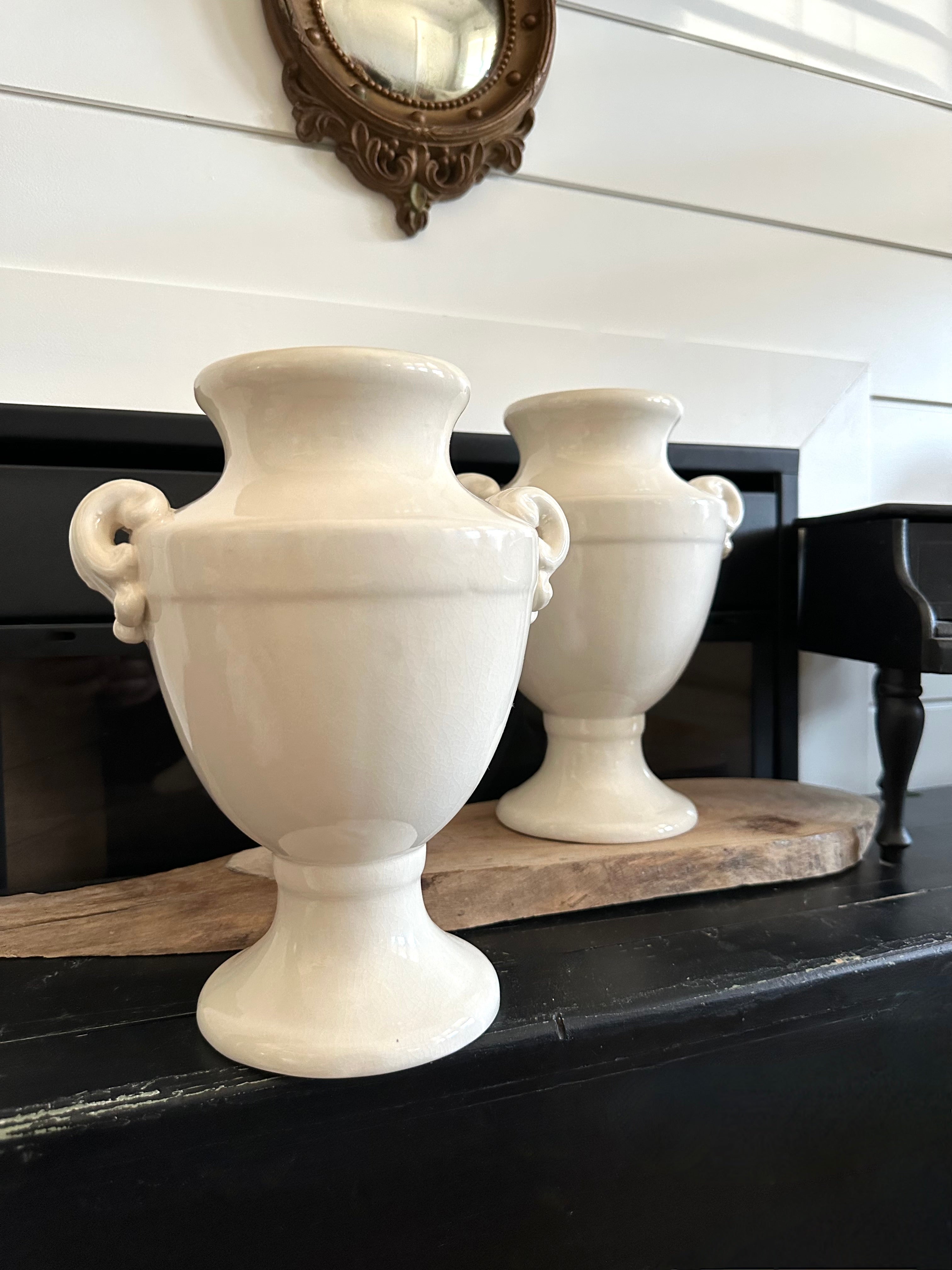 Pair Cream Urns