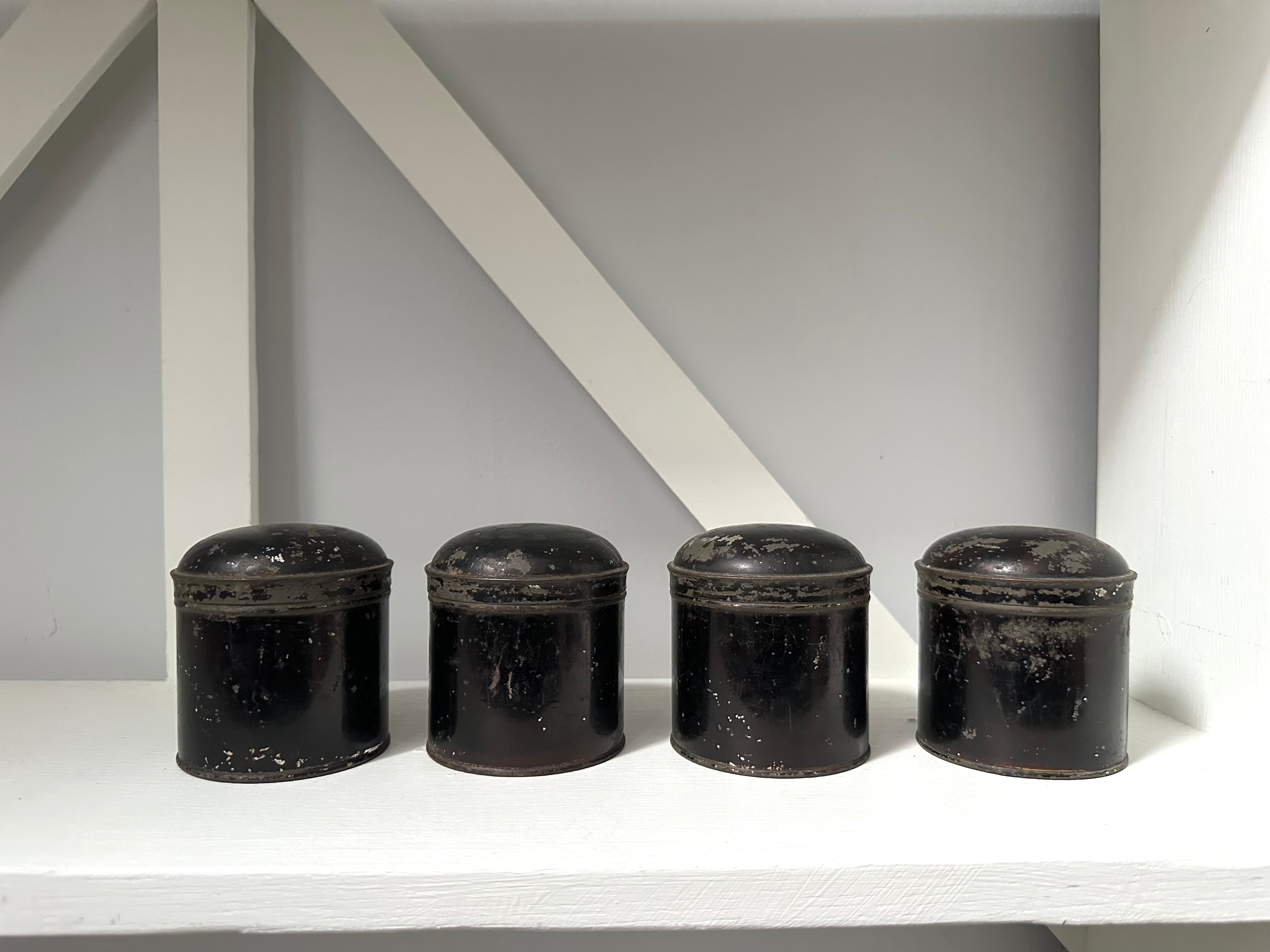 Antique Set Black Spice Canisters
