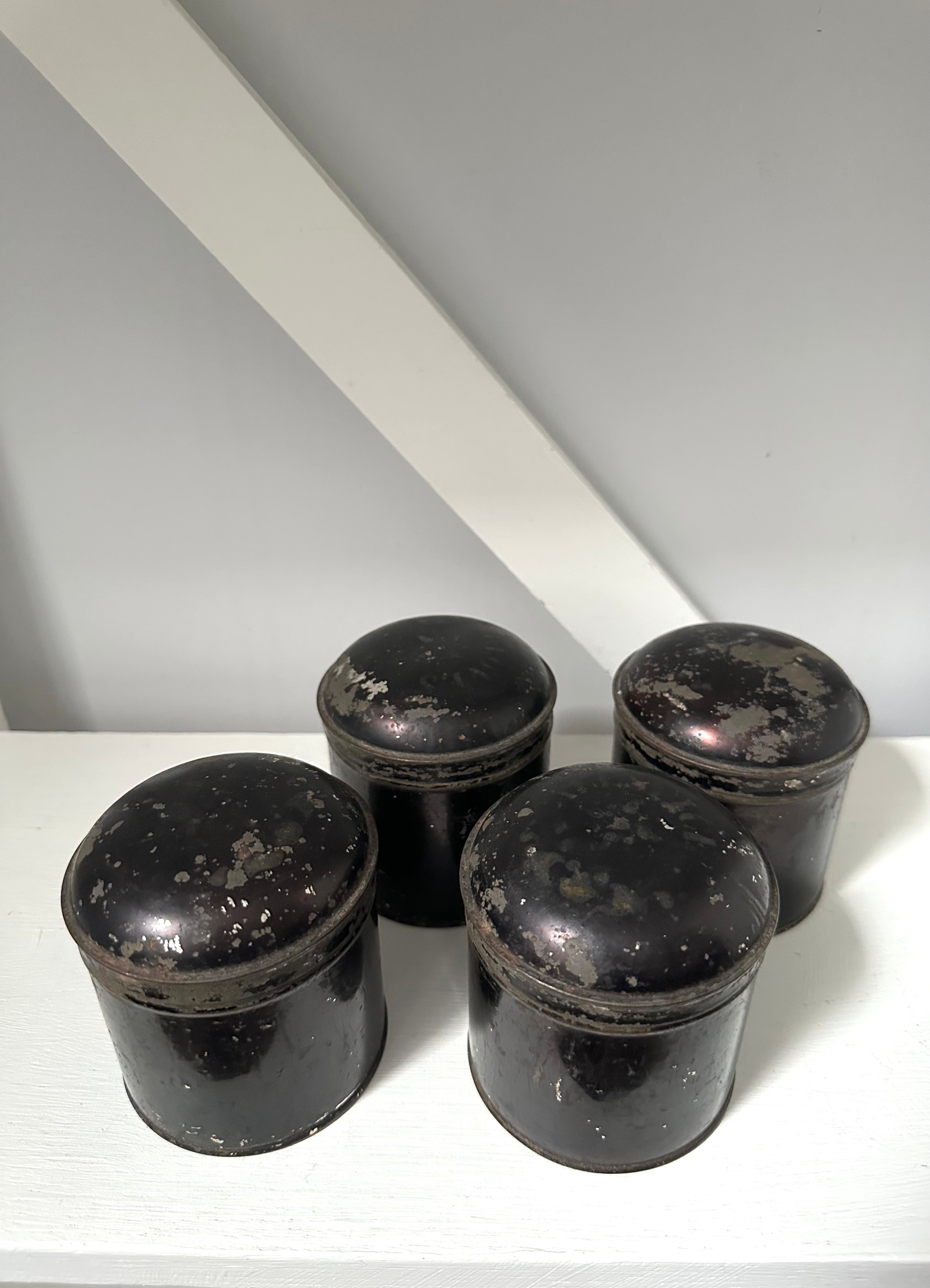 Antique Set Black Spice Canisters