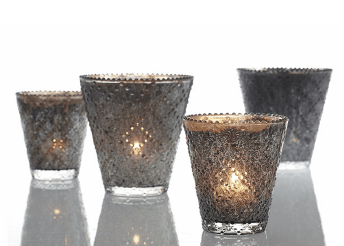 Smoked Mercury Glass Votive Holders