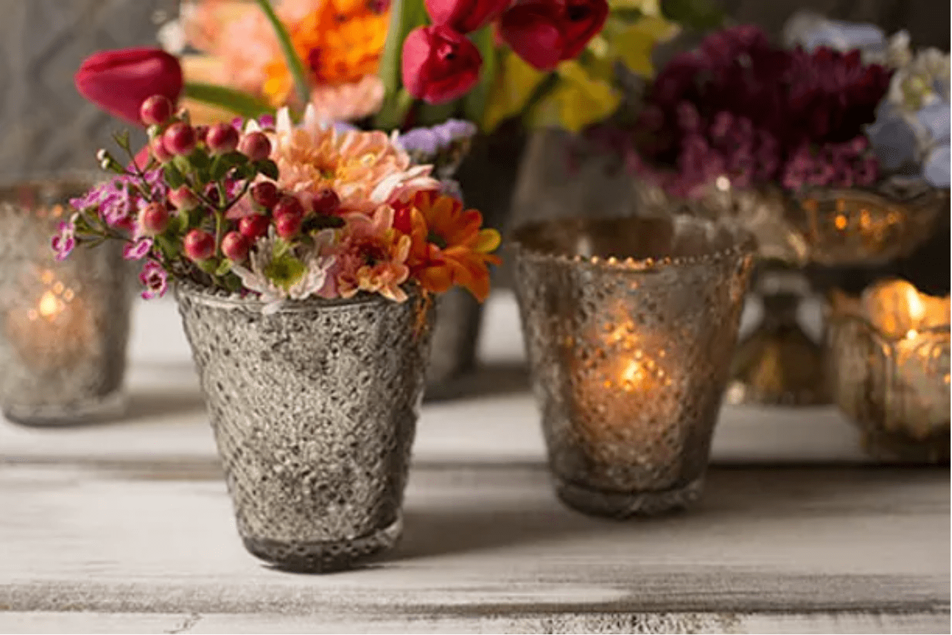 Smoked Mercury Glass Votive Holders