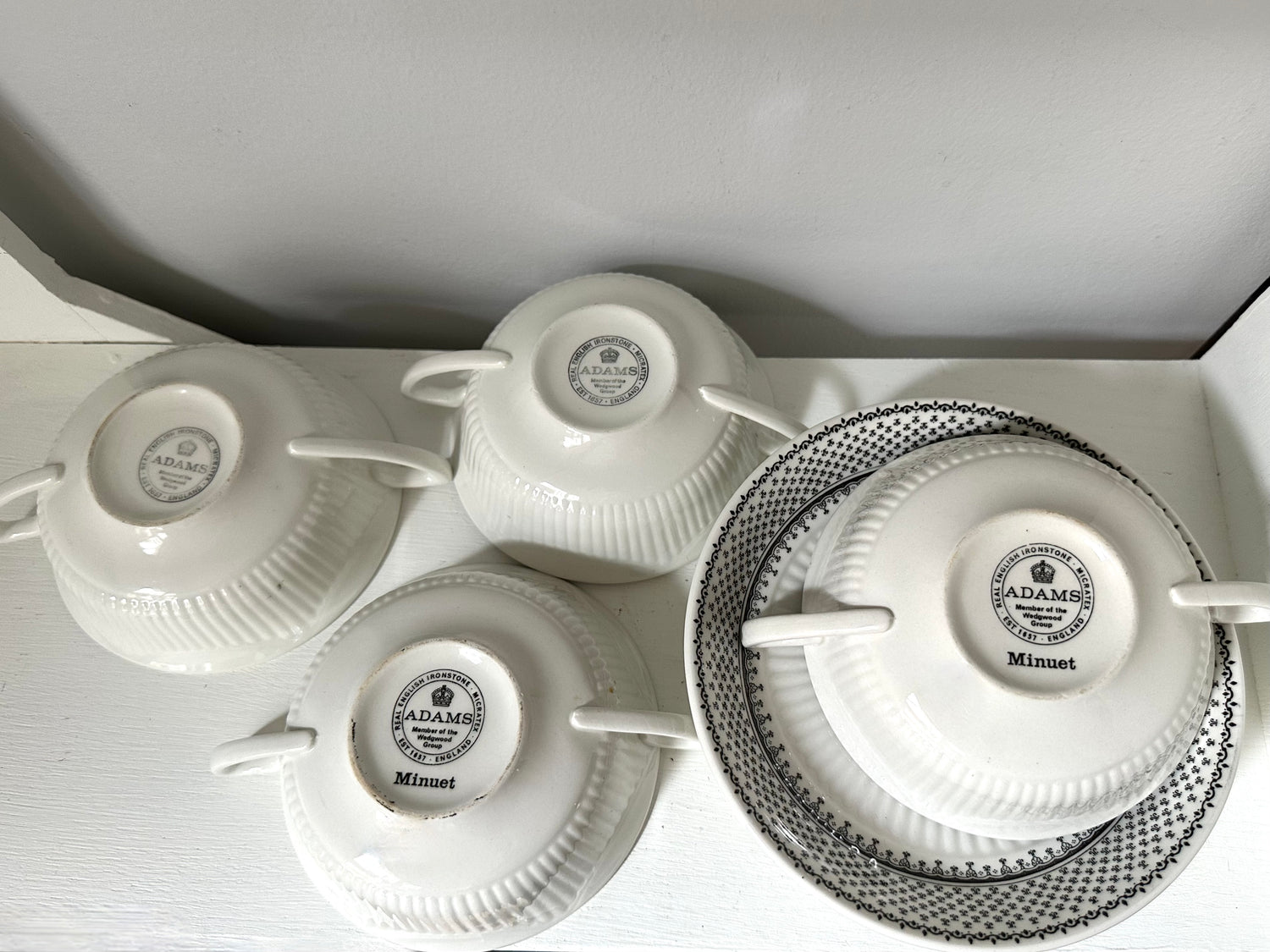 Black English Ironstone Soup Bowls + Plates