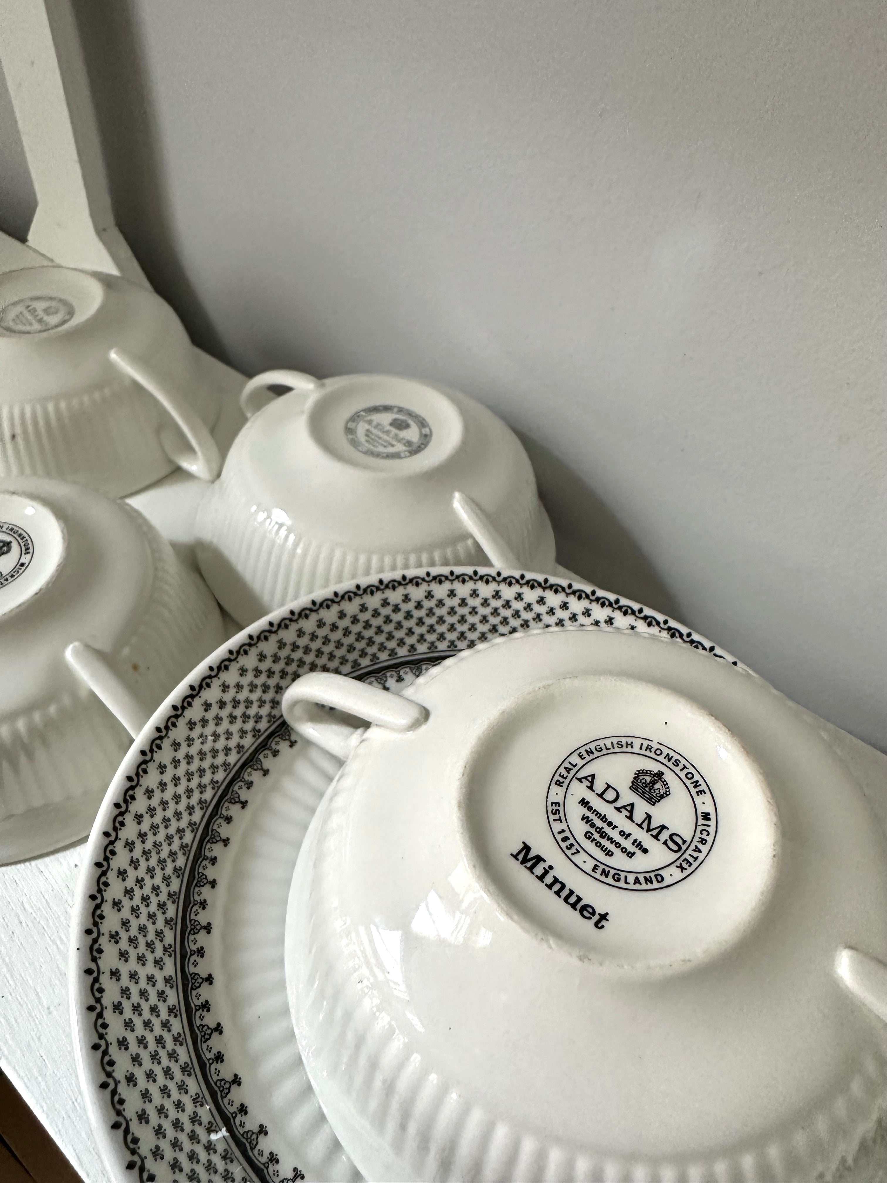 Black English Ironstone Soup Bowls + Plates