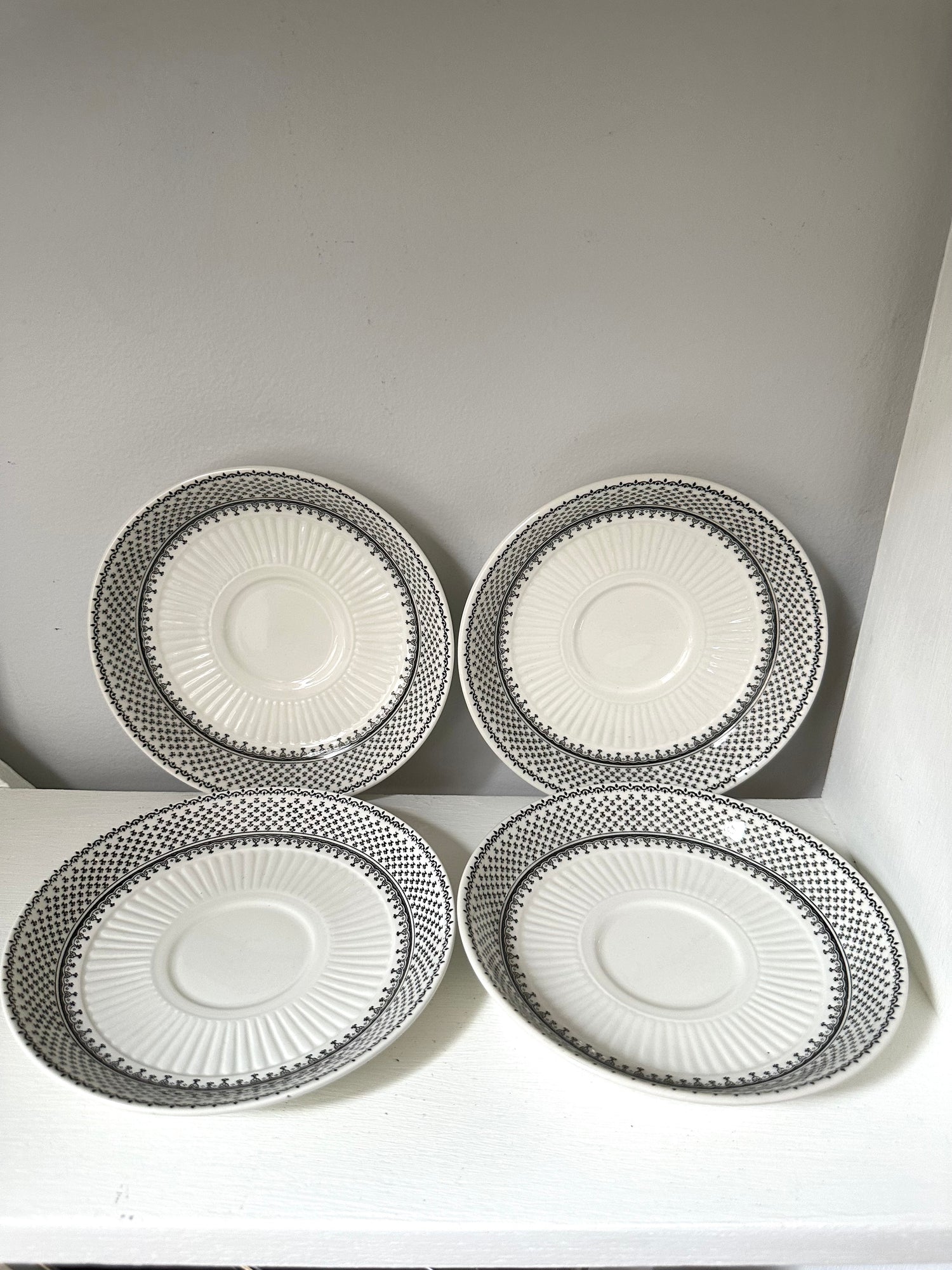 Black English Ironstone Soup Bowls + Plates
