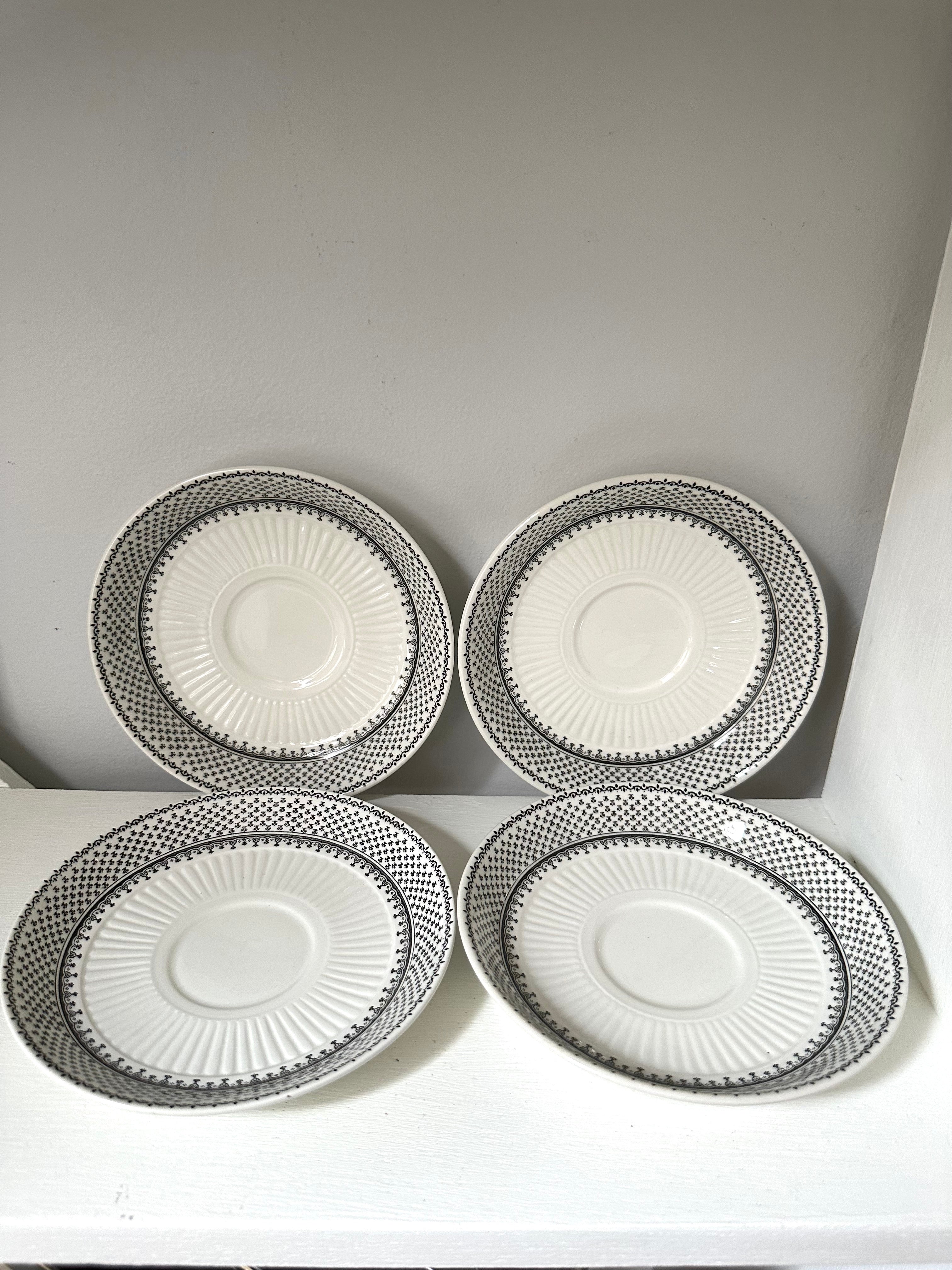 Black English Ironstone Soup Bowls + Plates