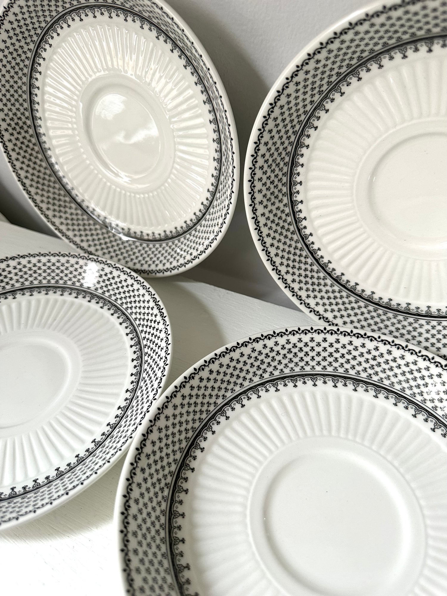 Black English Ironstone Soup Bowls + Plates