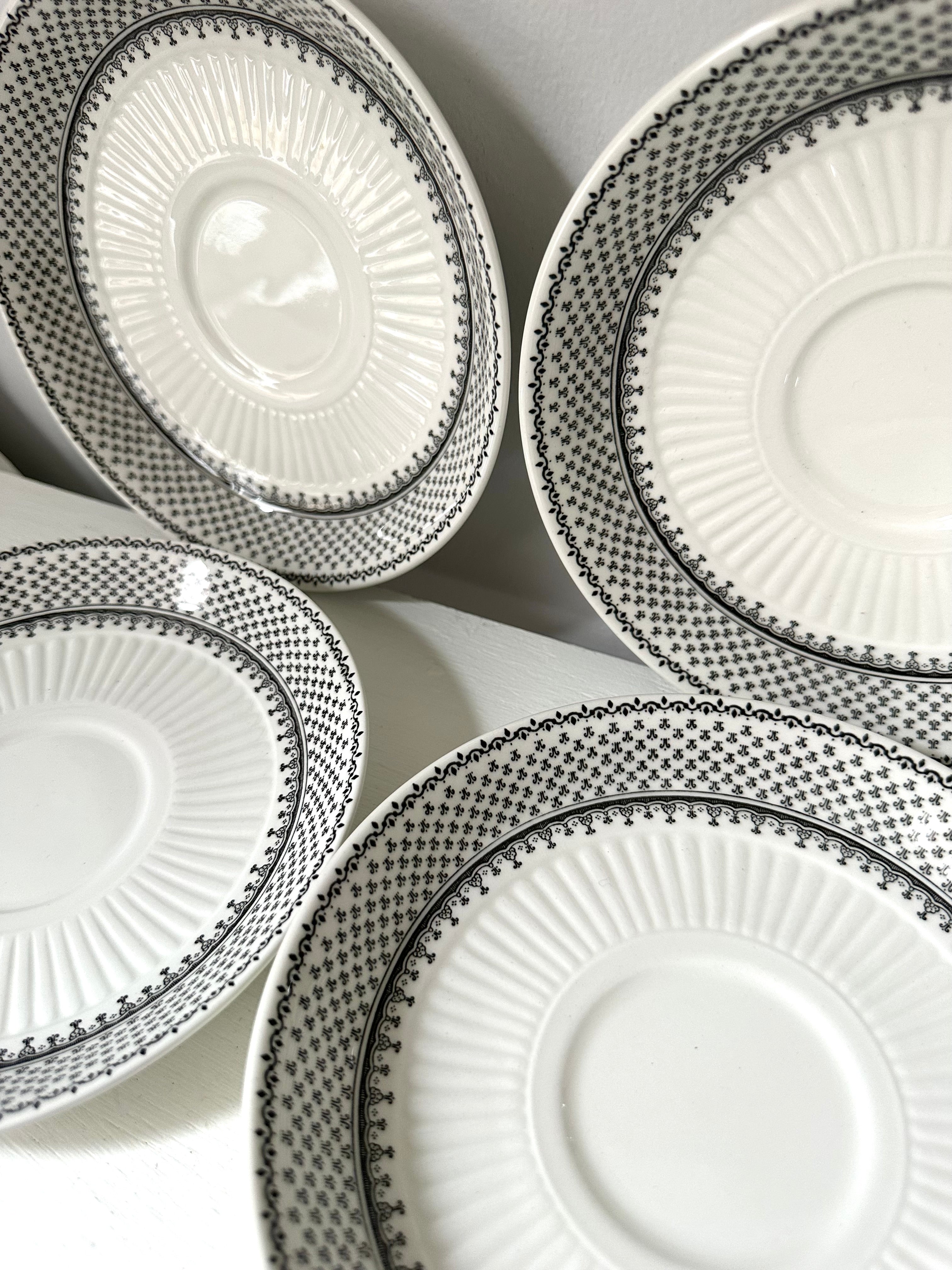 Black English Ironstone Soup Bowls + Plates