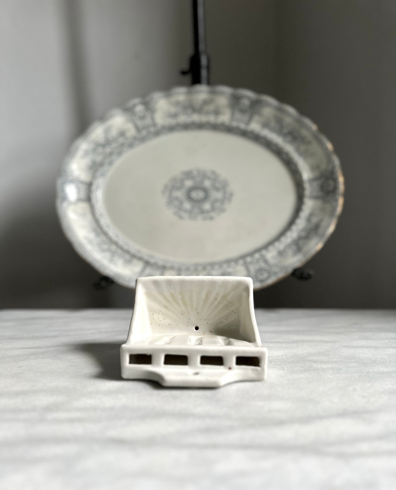 Ironstone Toothbrush + Soap Holder