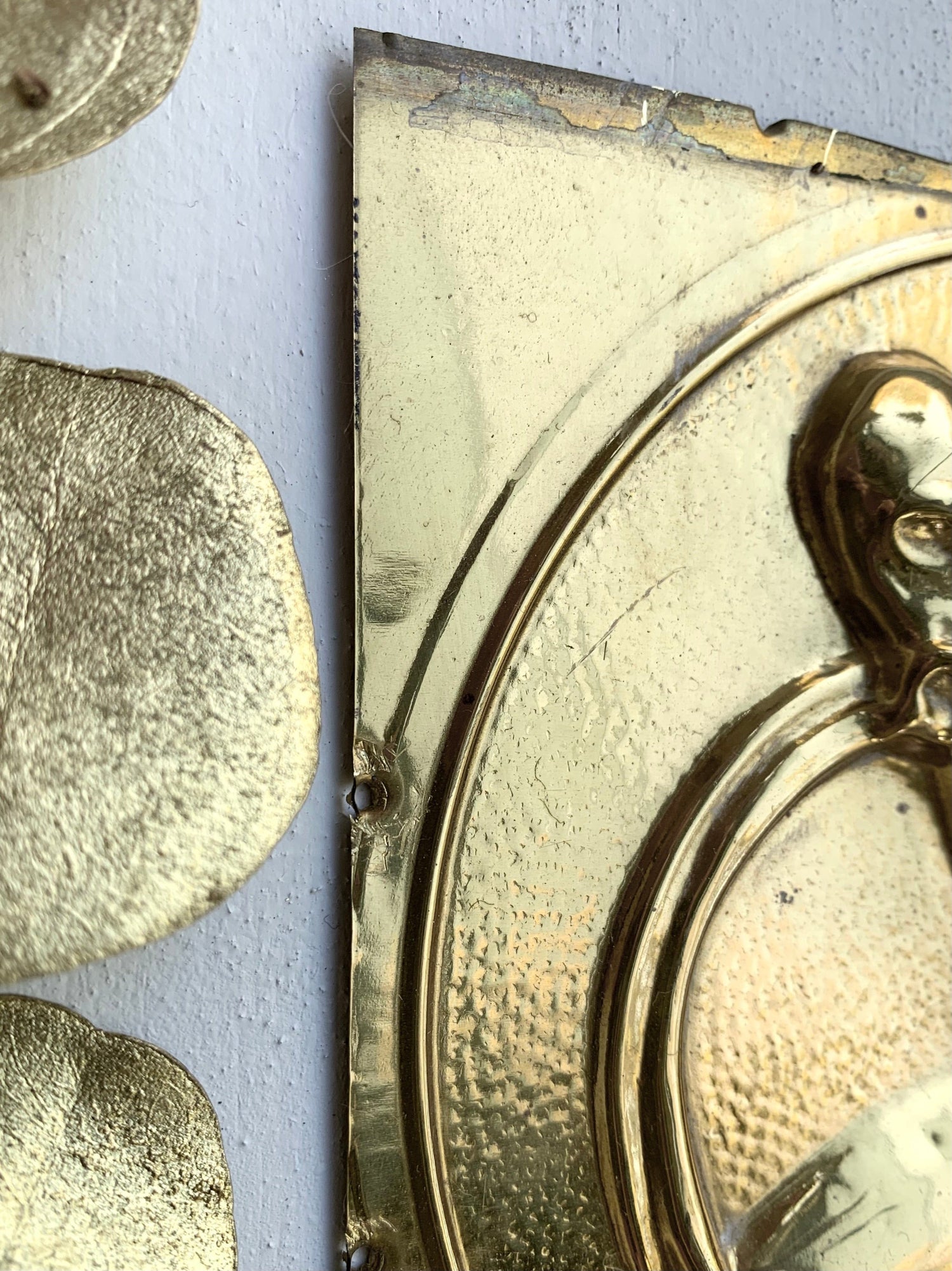 Vintage Embossed Brass Horse Plaque