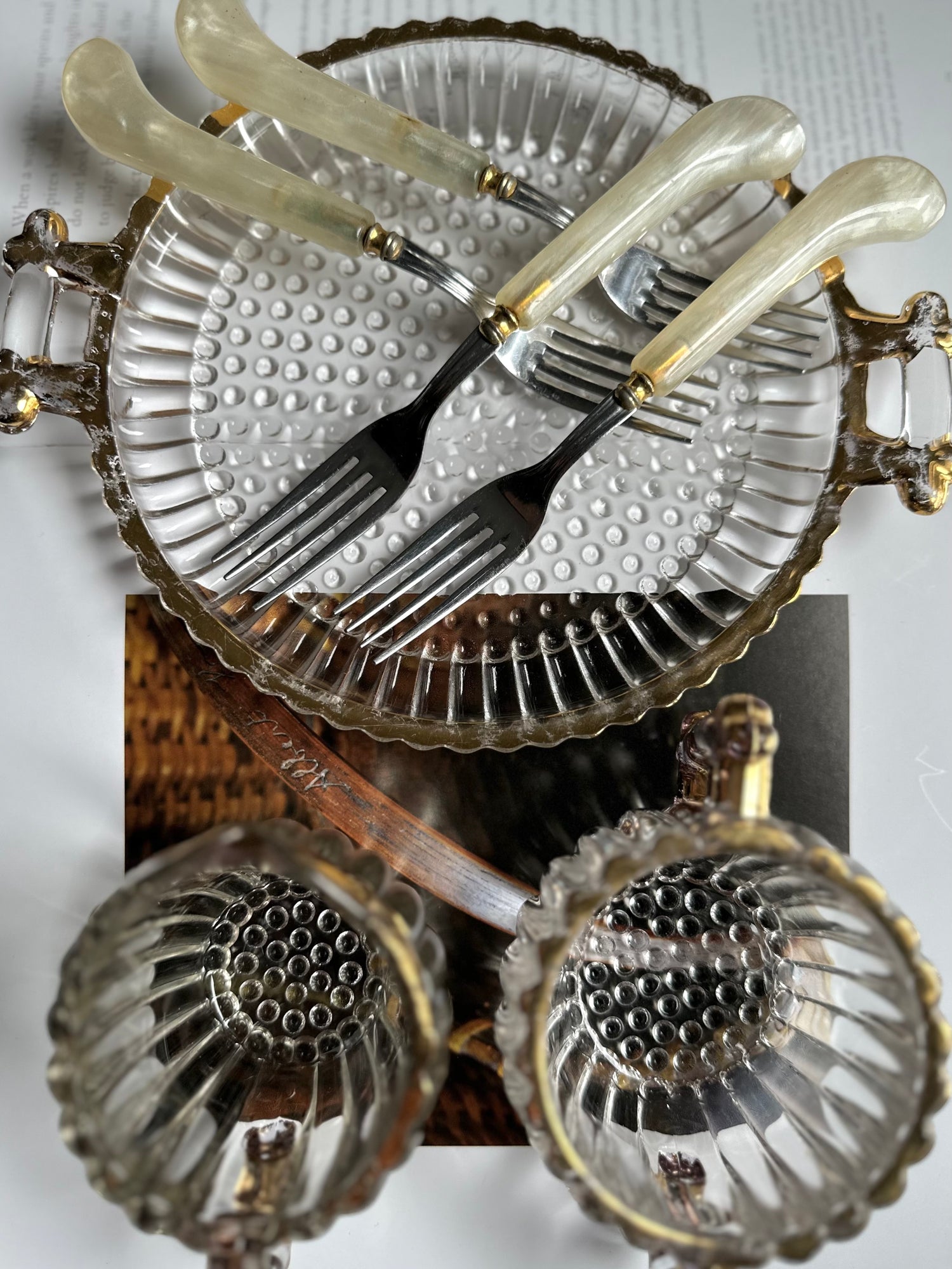 Vintage Cream, Sugar + Tray Set