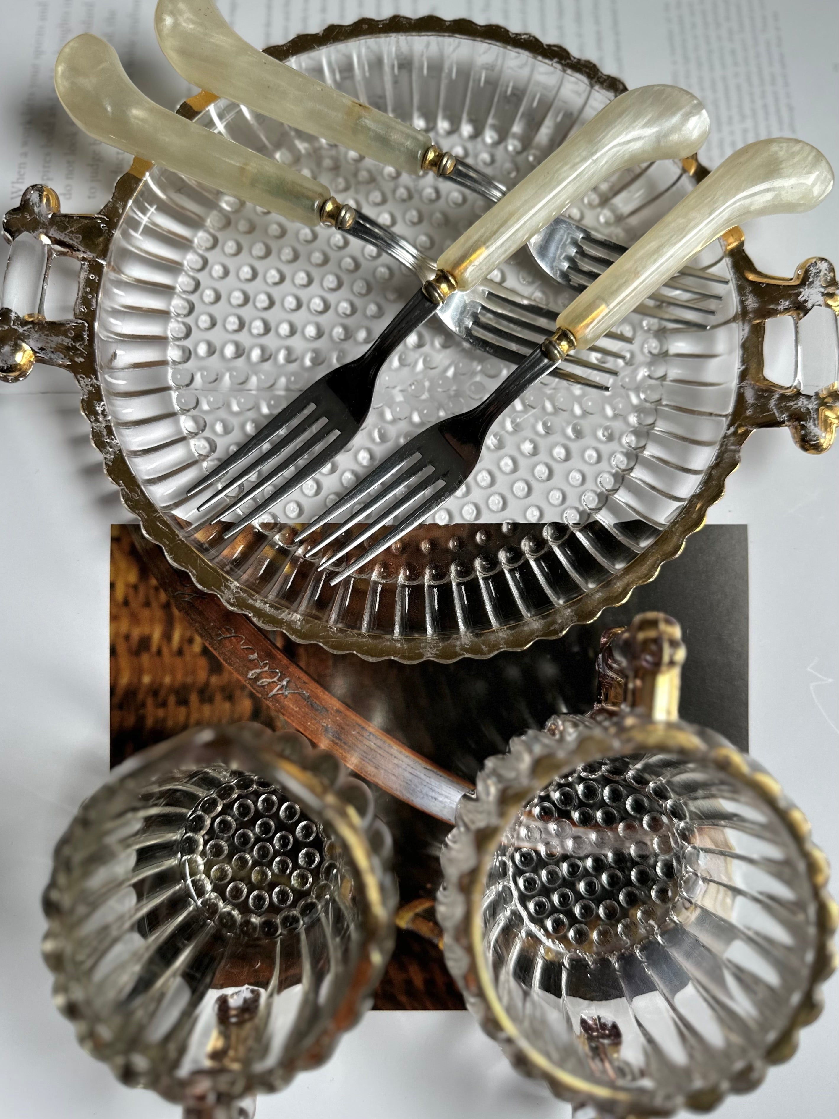 Vintage Cream, Sugar + Tray Set