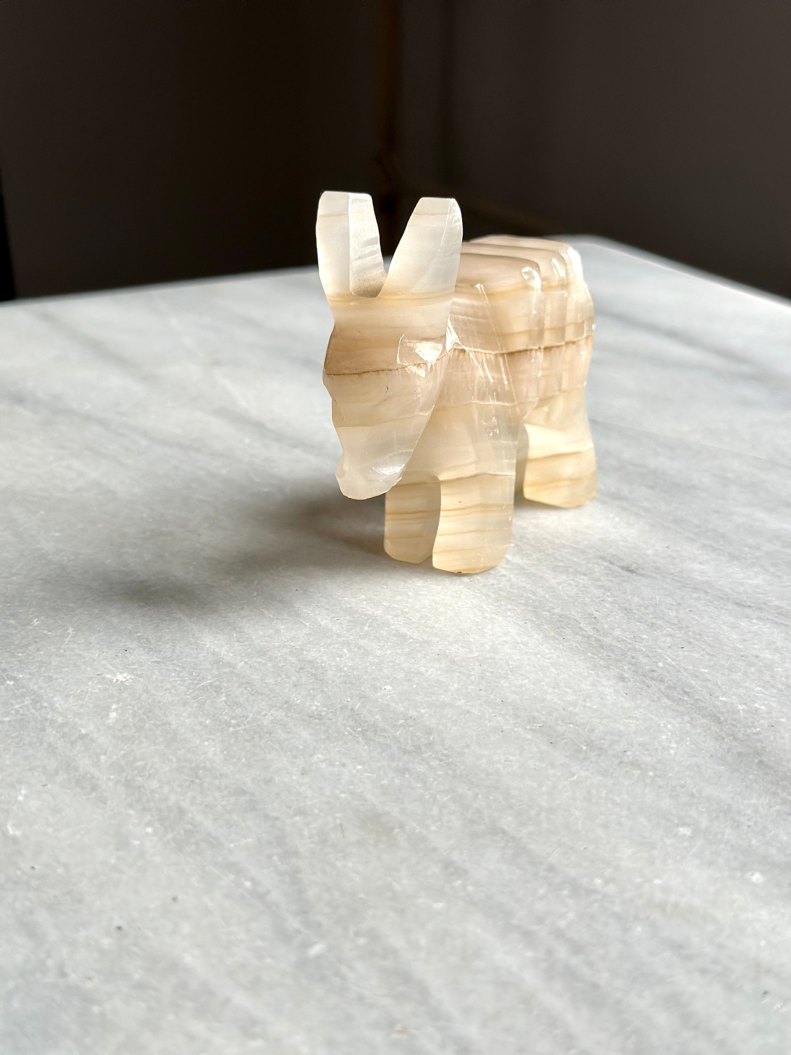 Carved Onyx Stone Donkey Mule