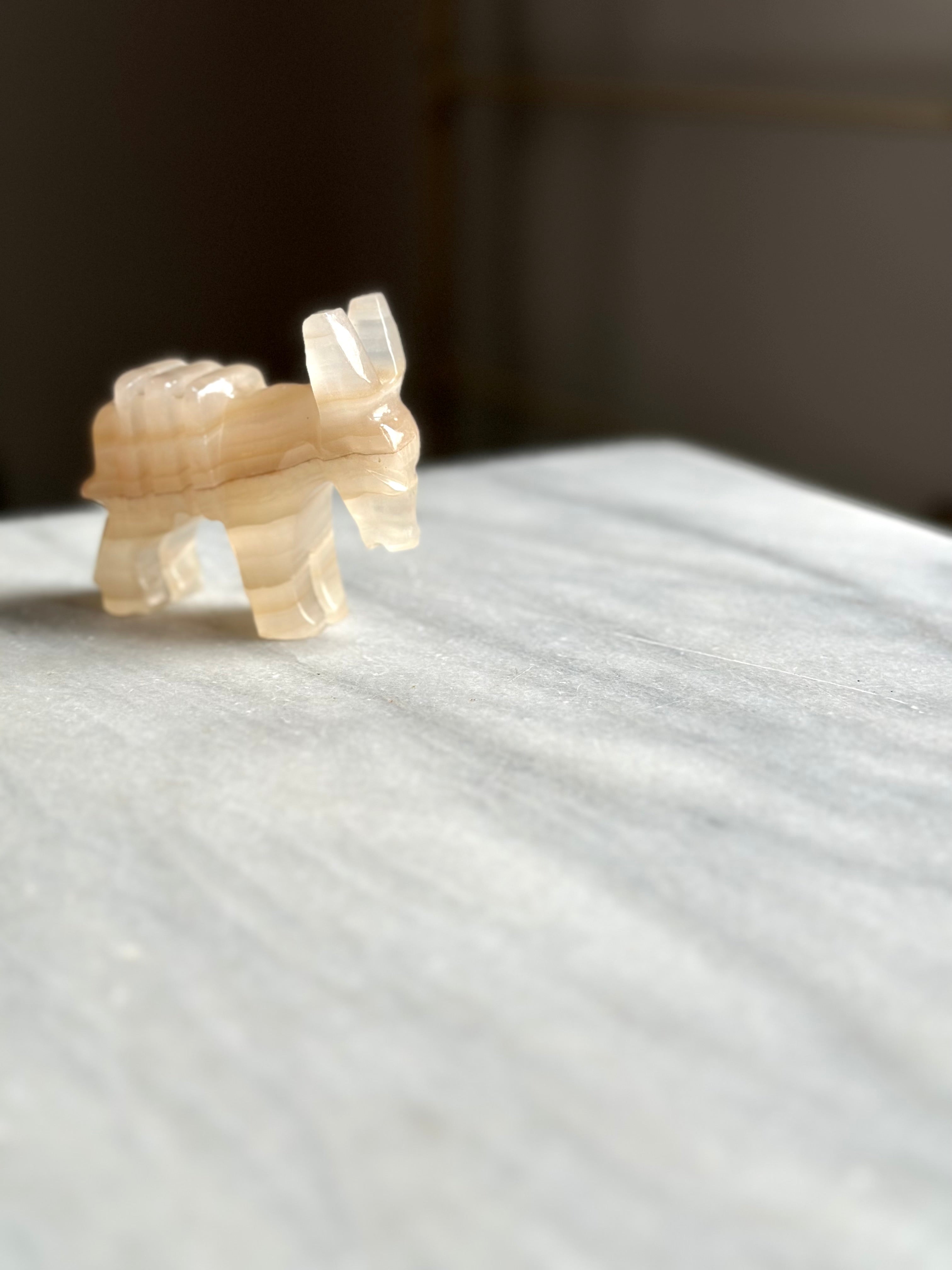 Carved Onyx Stone Donkey Mule