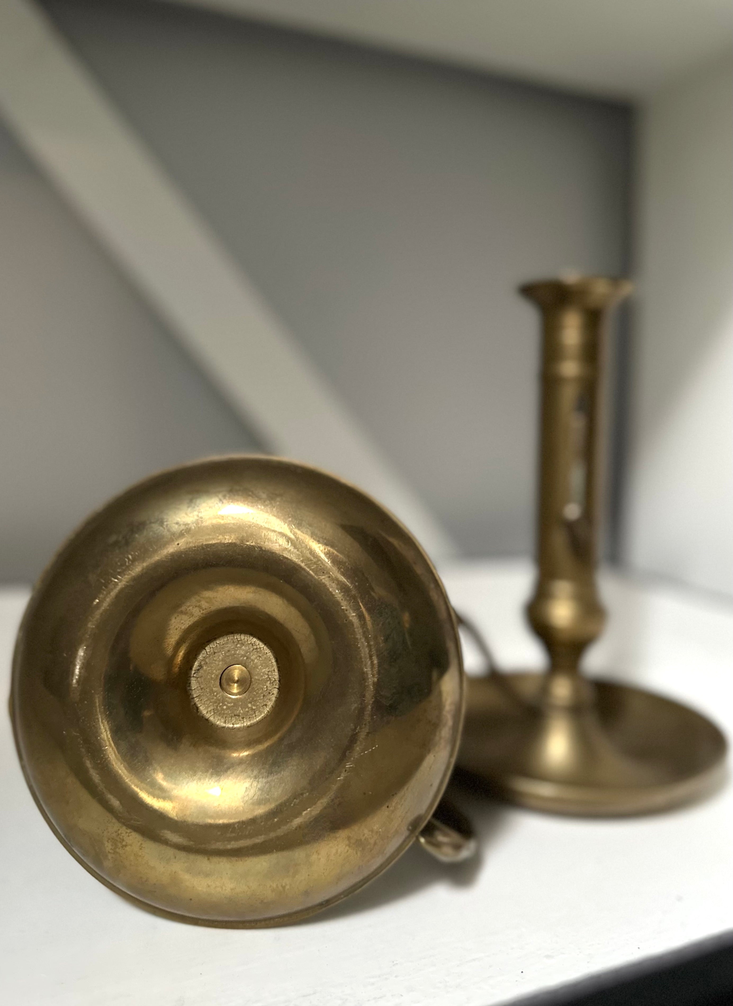 Pair Vintage Brass Candlestick Holders