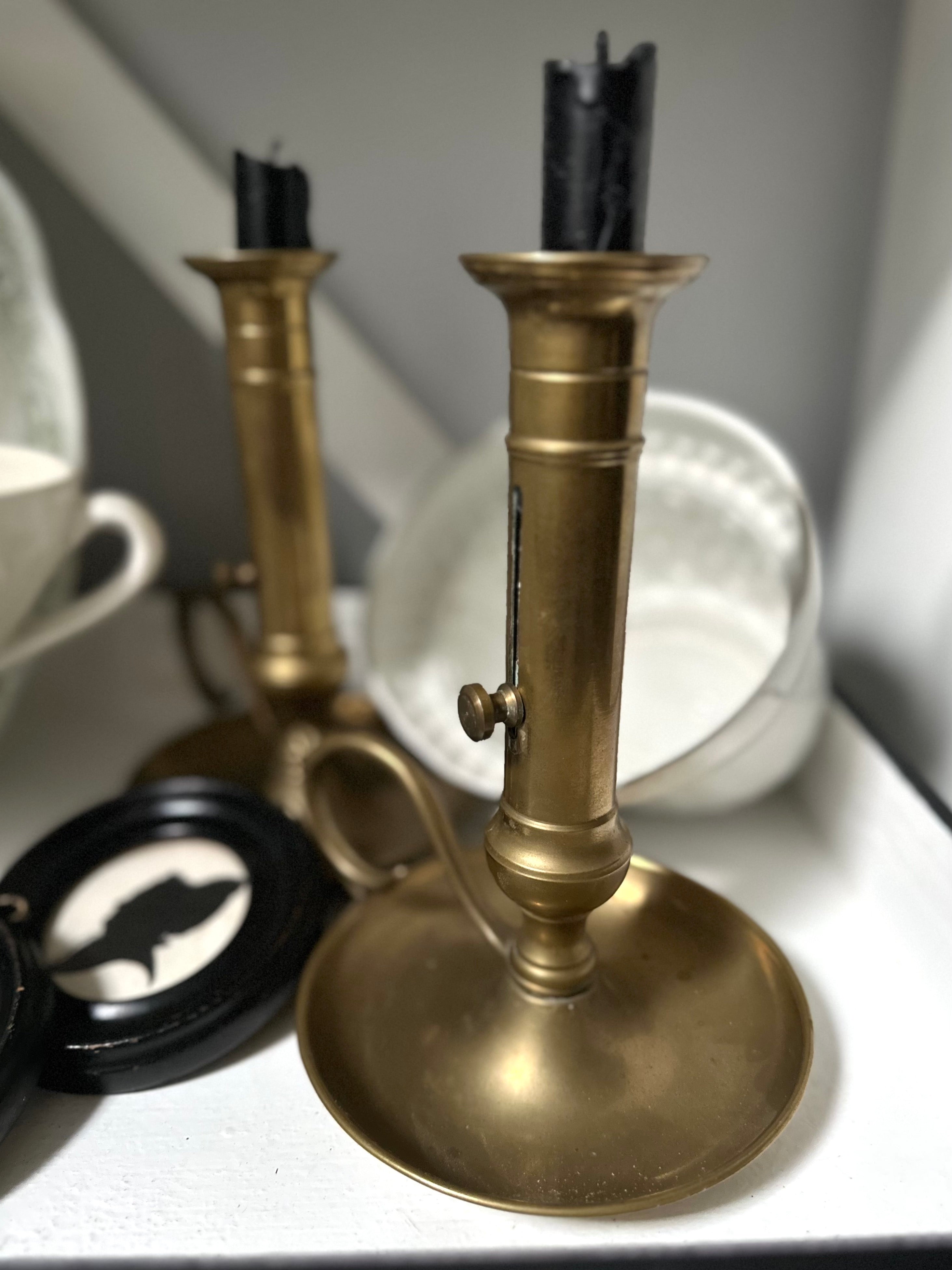 Pair Vintage Brass Candlestick Holders