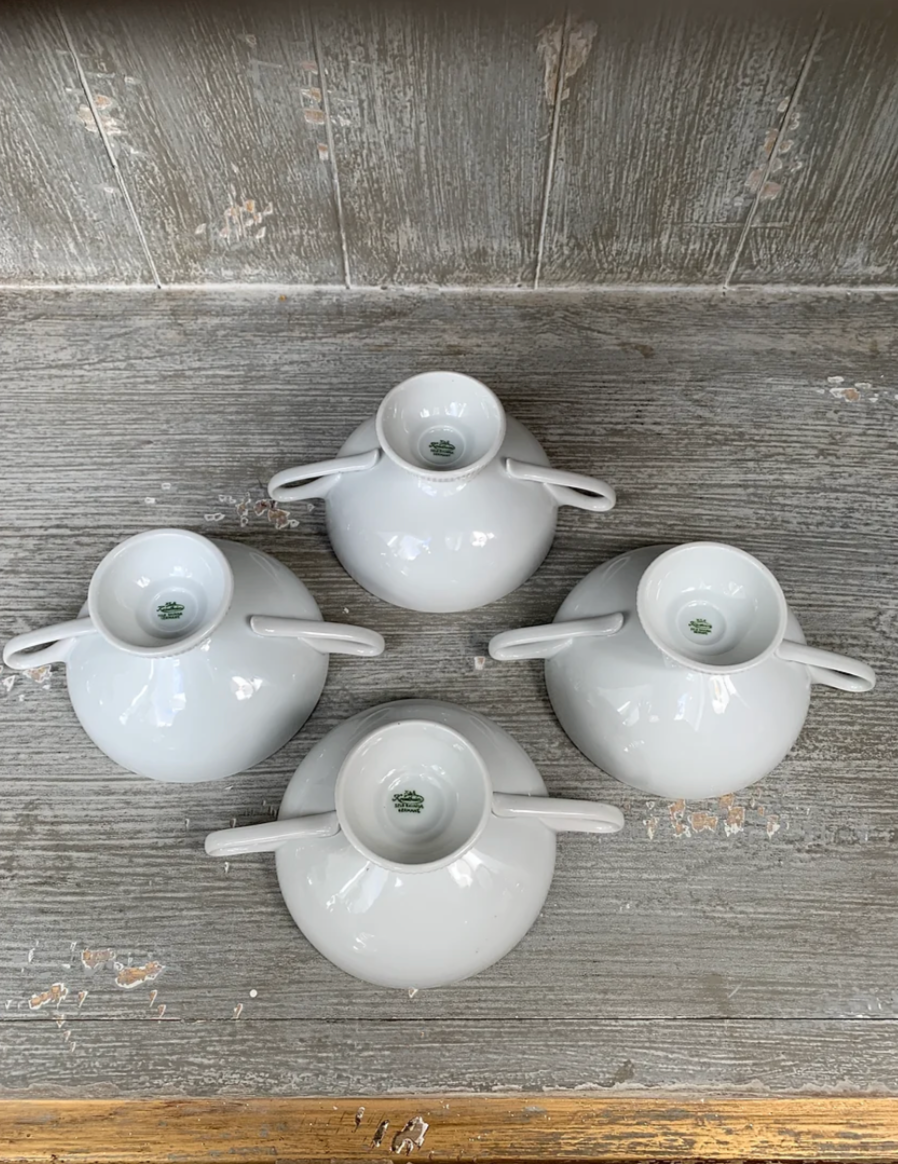 Set/4 Vintage Cream Soup Bowls