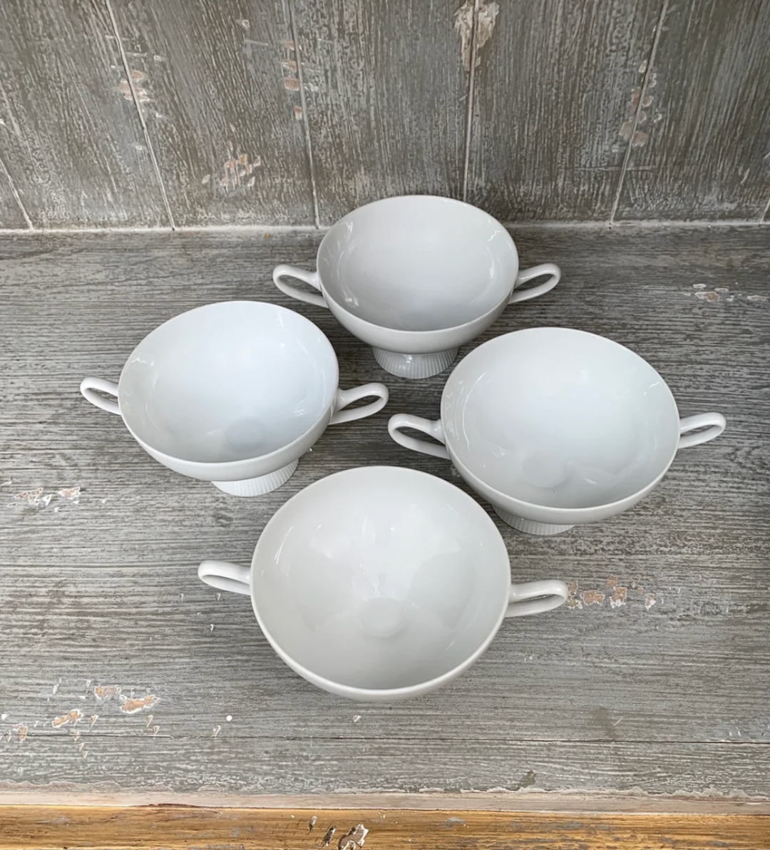 Set/4 Vintage Cream Soup Bowls