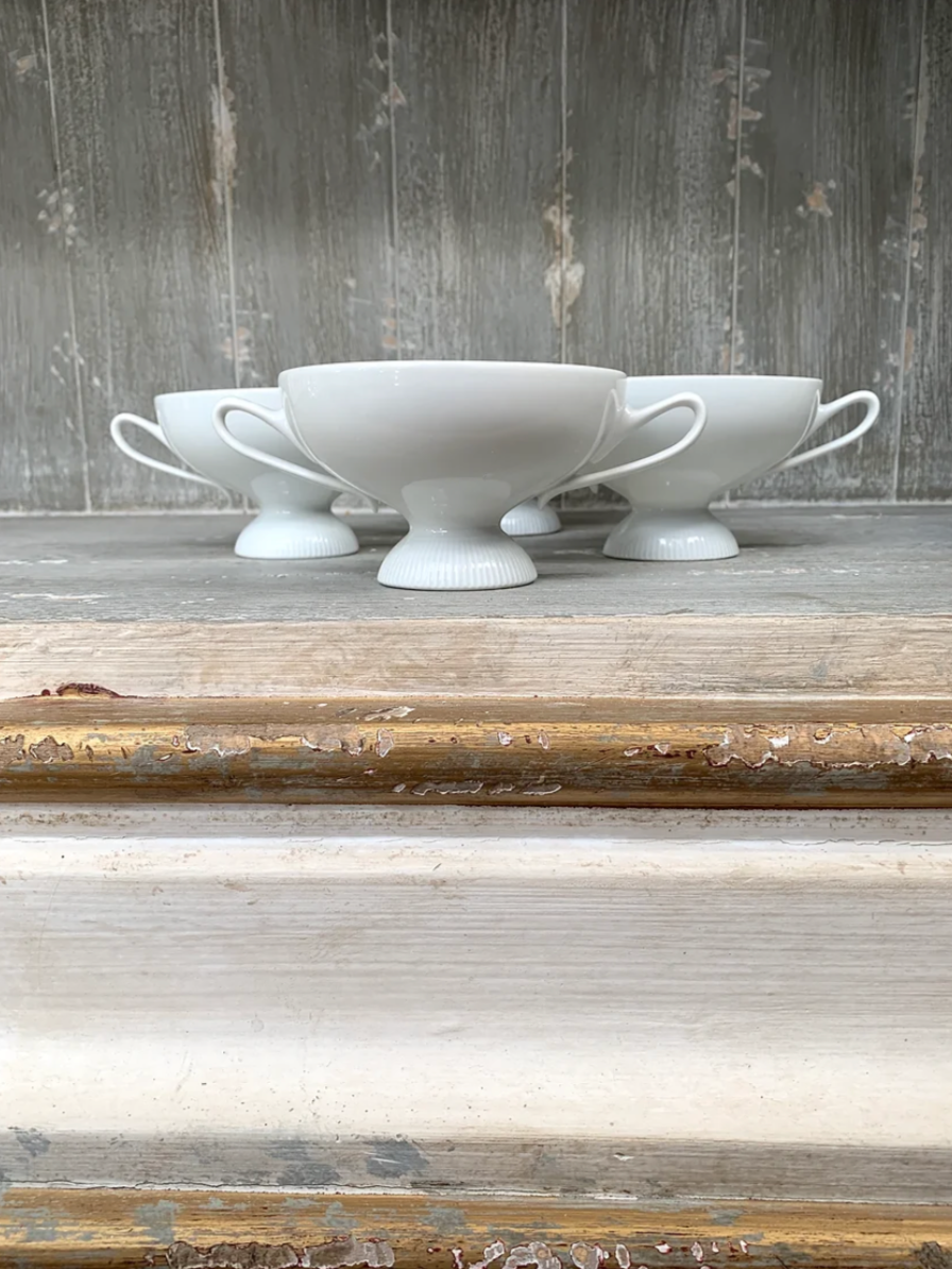 Set/4 Vintage Cream Soup Bowls