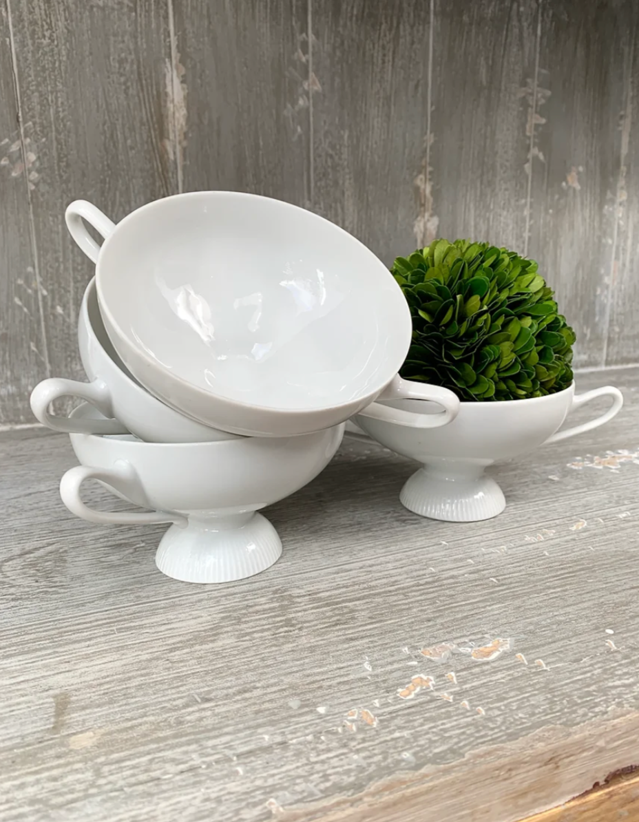 Set/4 Vintage Cream Soup Bowls