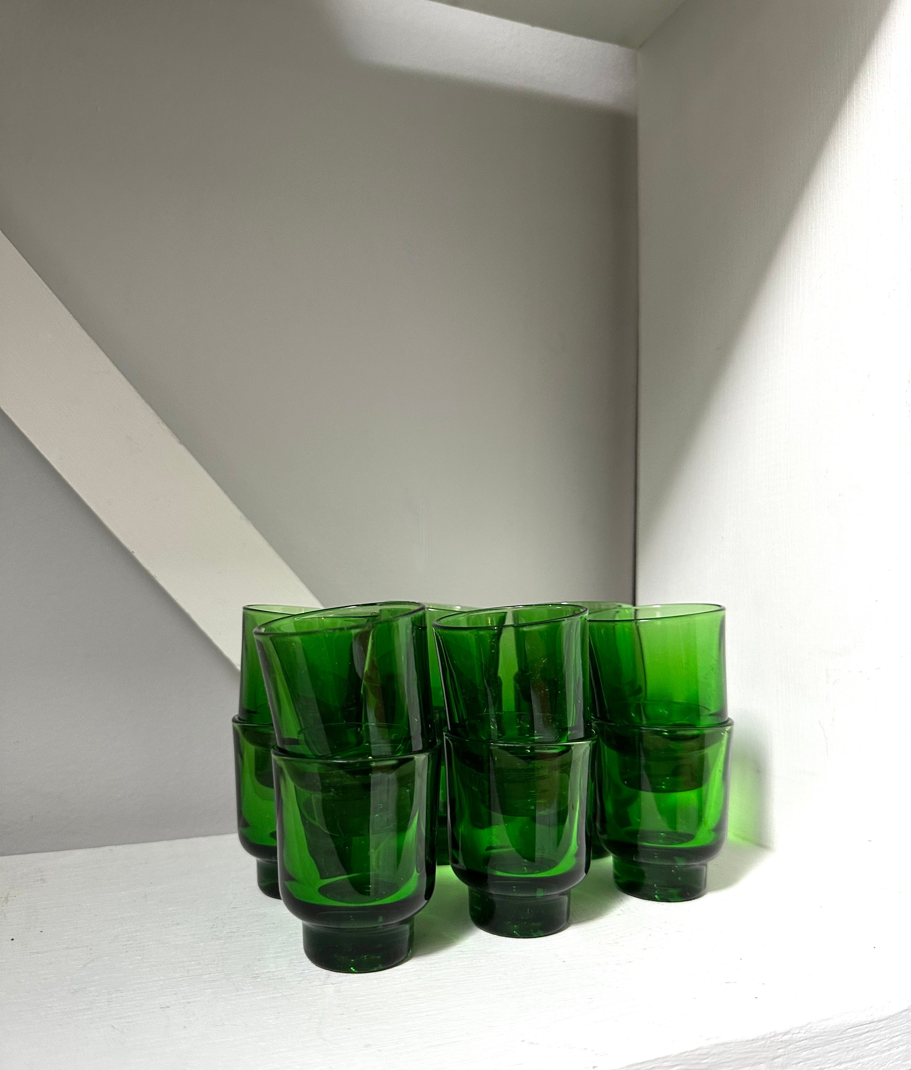 Set/12 Emerald Green Shot Glasses
