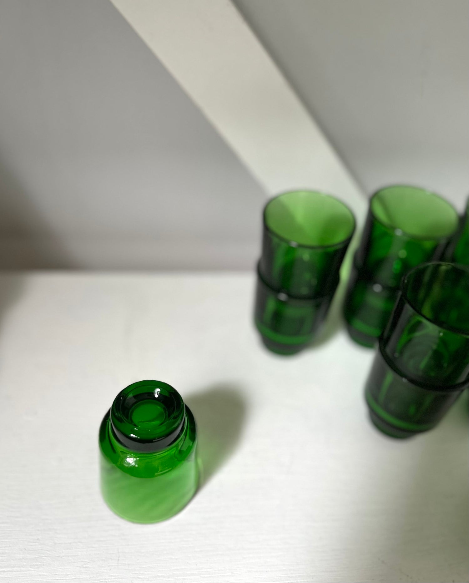 Set/12 Emerald Green Shot Glasses