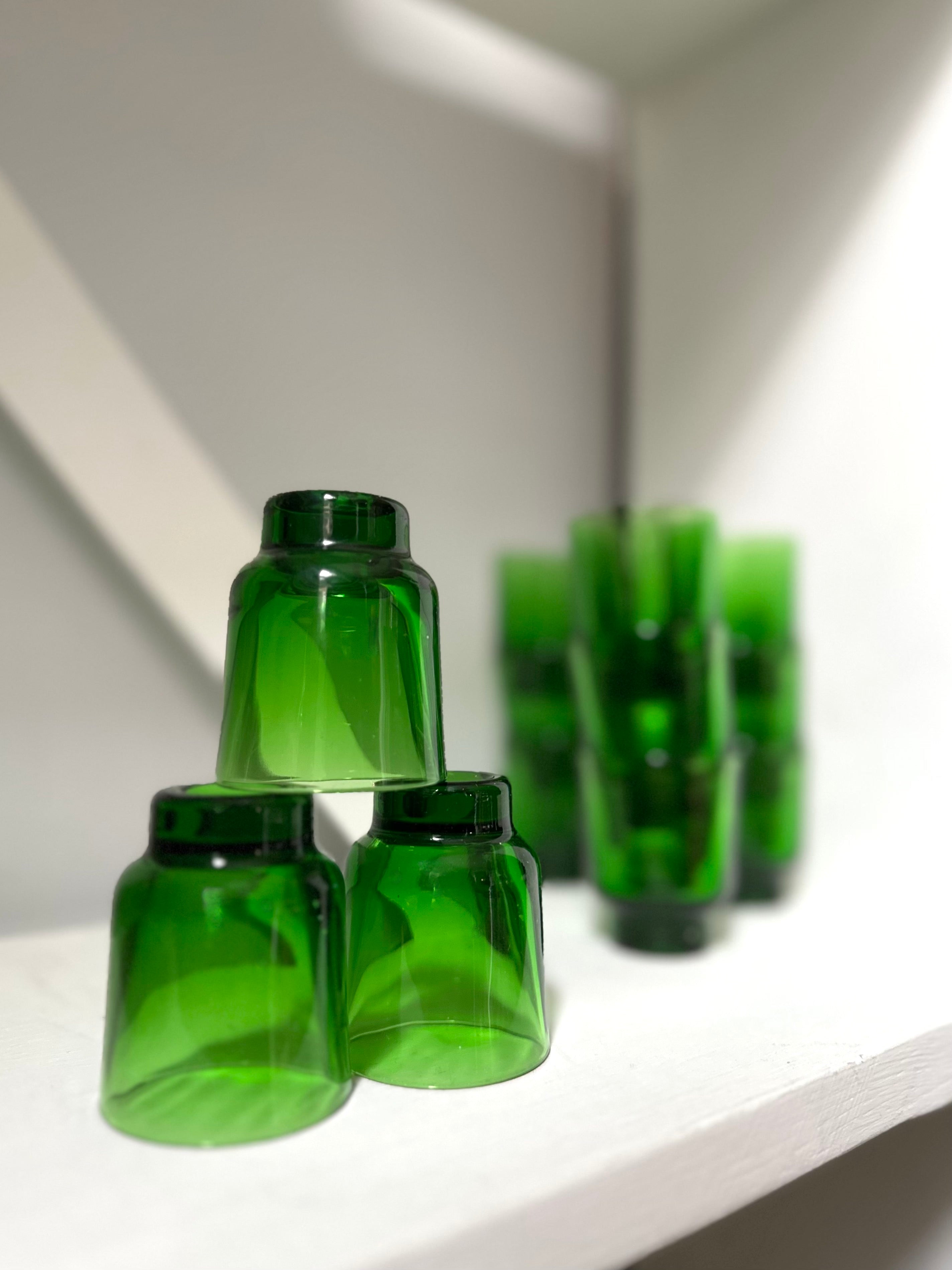 Set/12 Emerald Green Shot Glasses