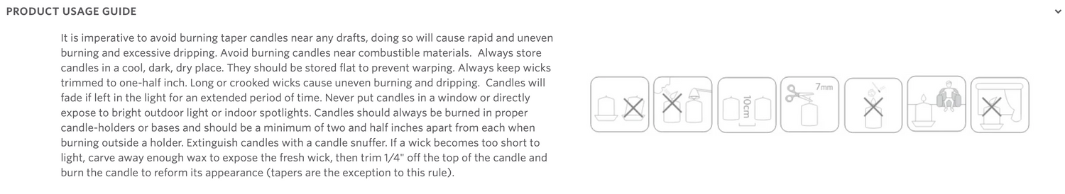 Black Taper Candle, 15"