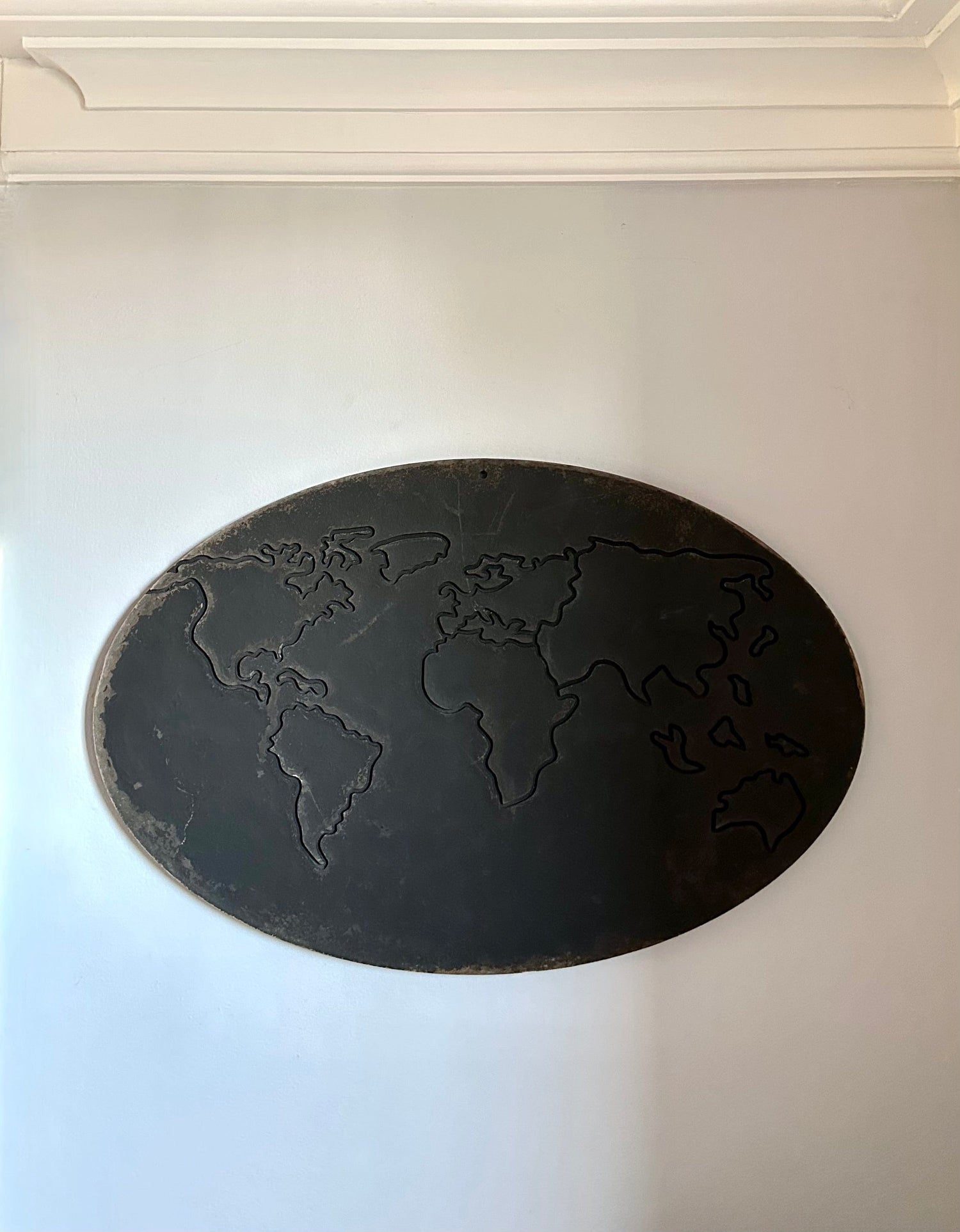 Vintage Black World Map on Board