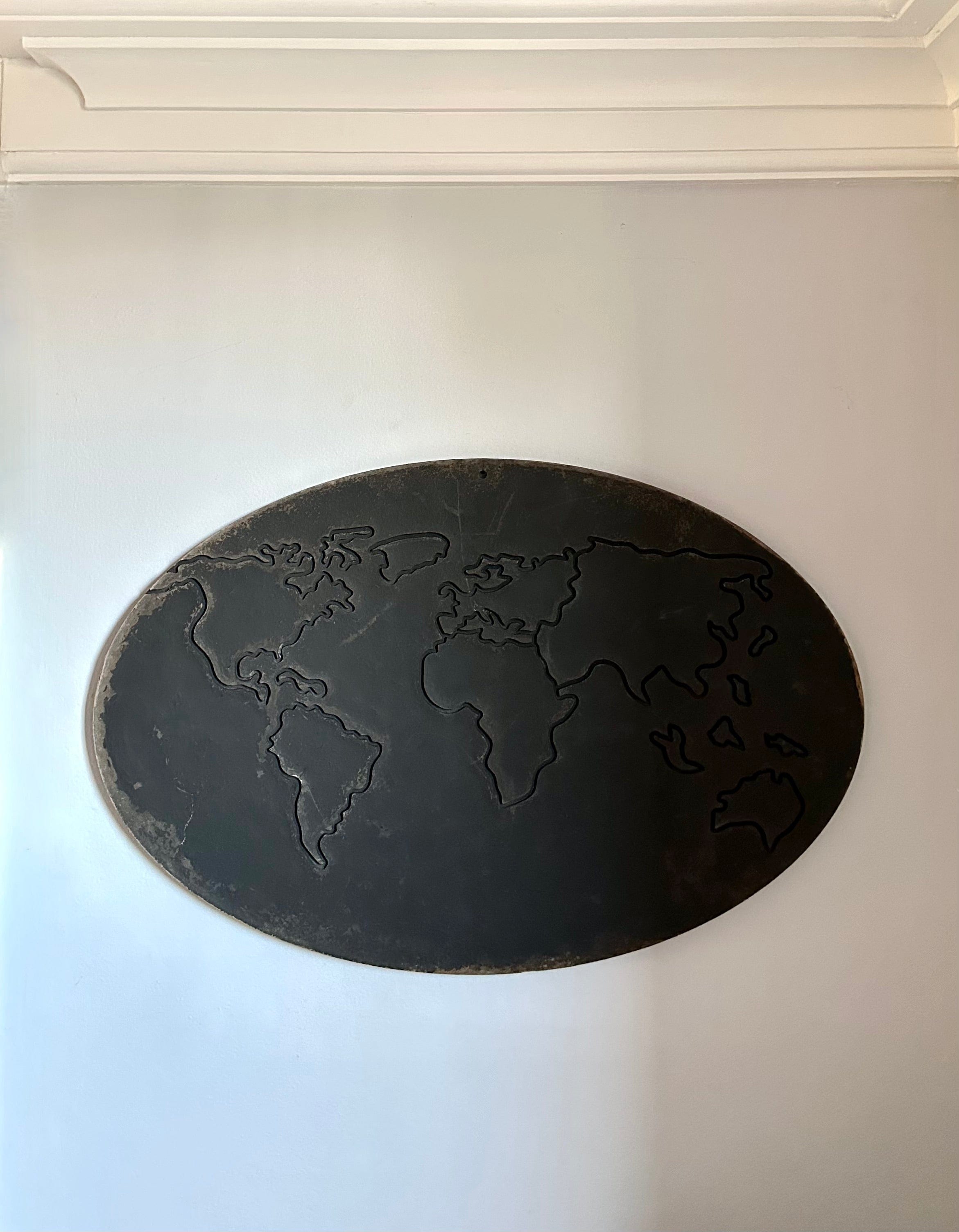 Vintage Black World Map on Board