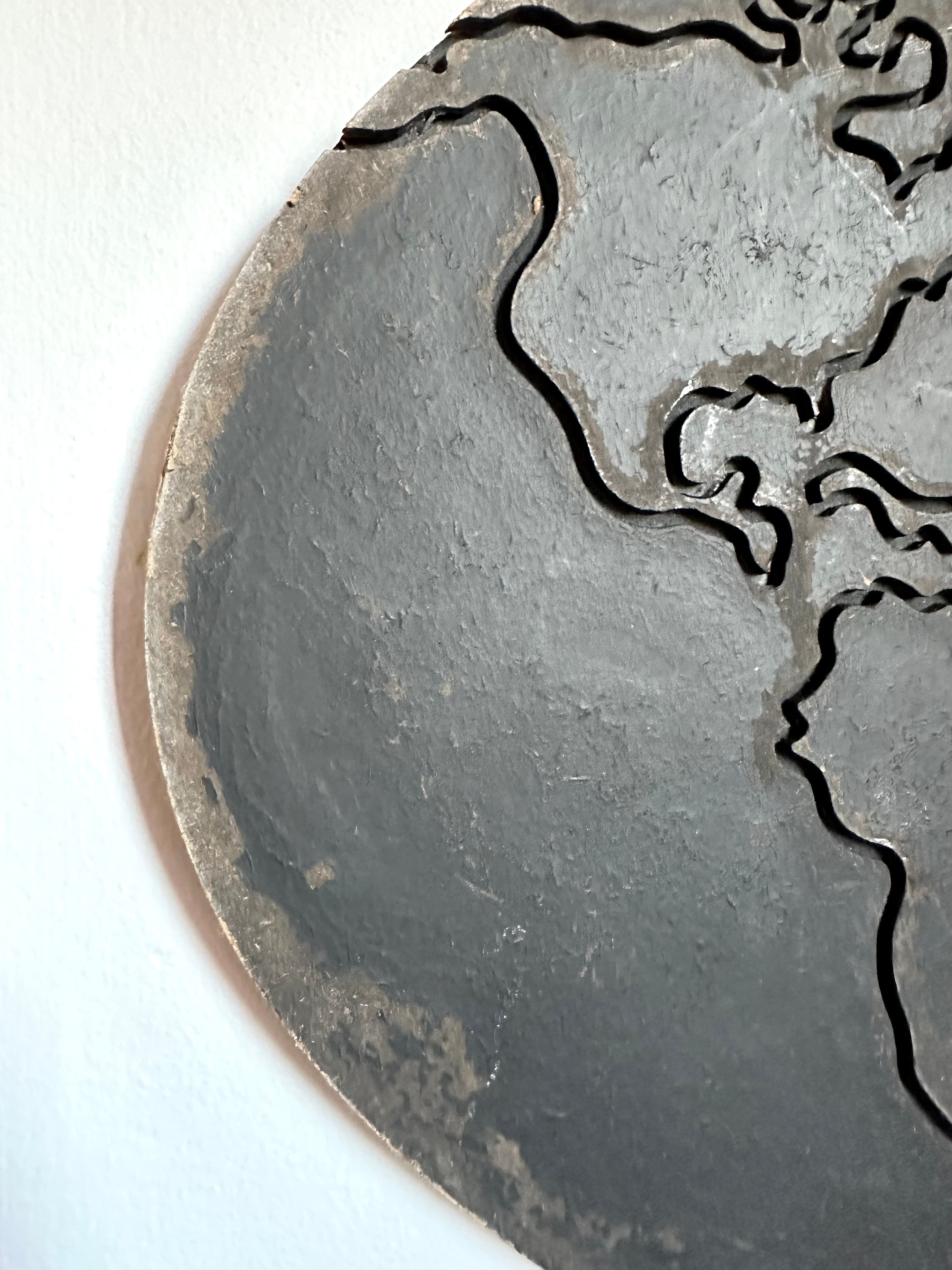 Vintage Black World Map on Board