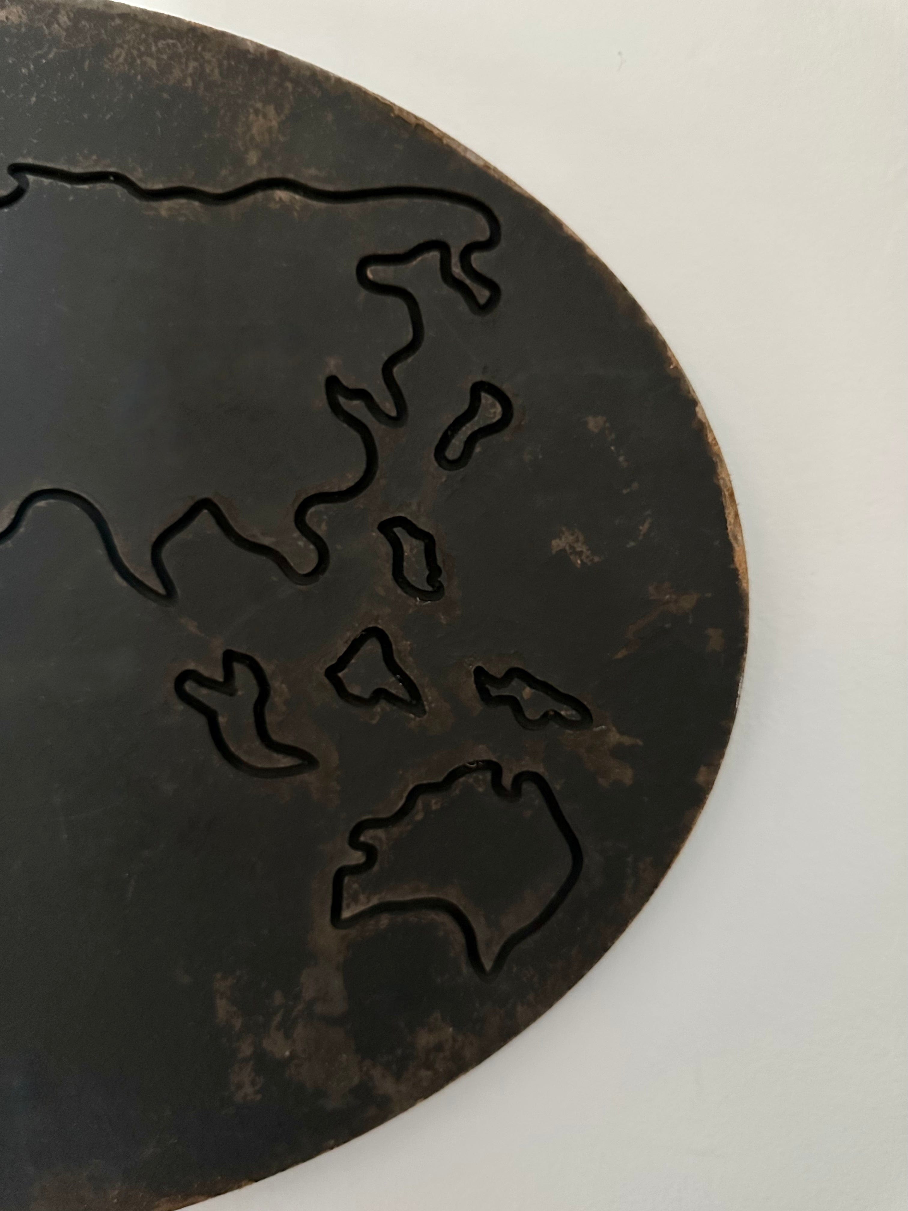 Vintage Black World Map on Board