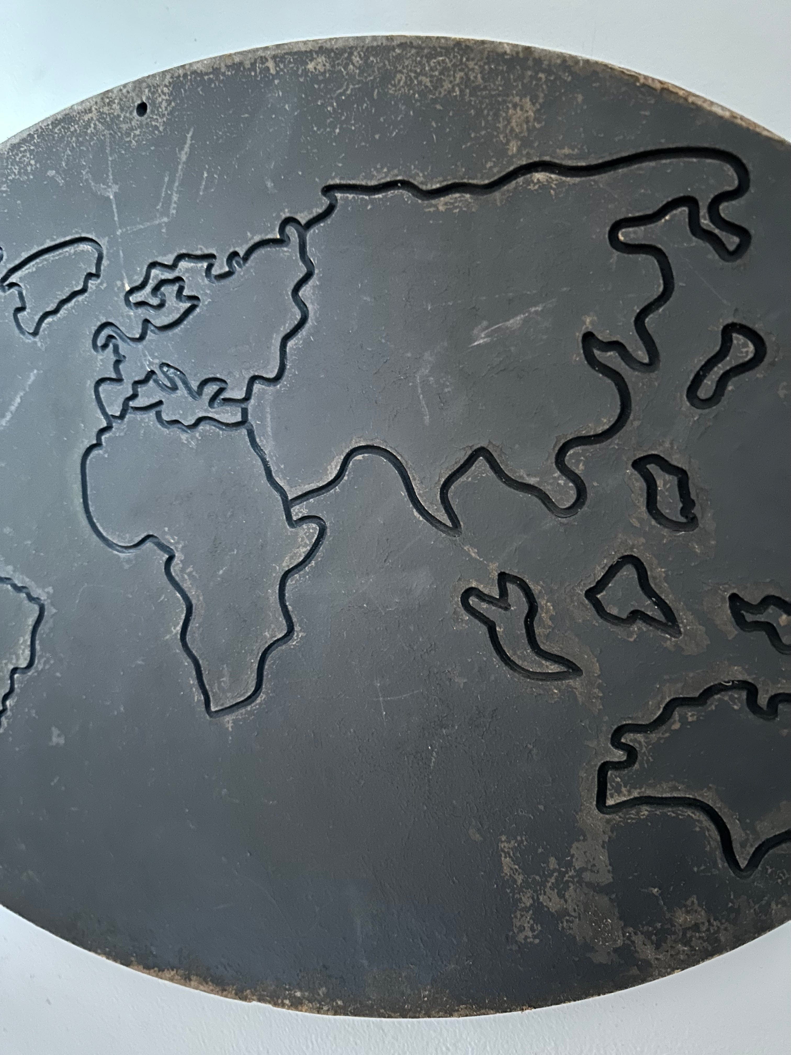 Vintage Black World Map on Board