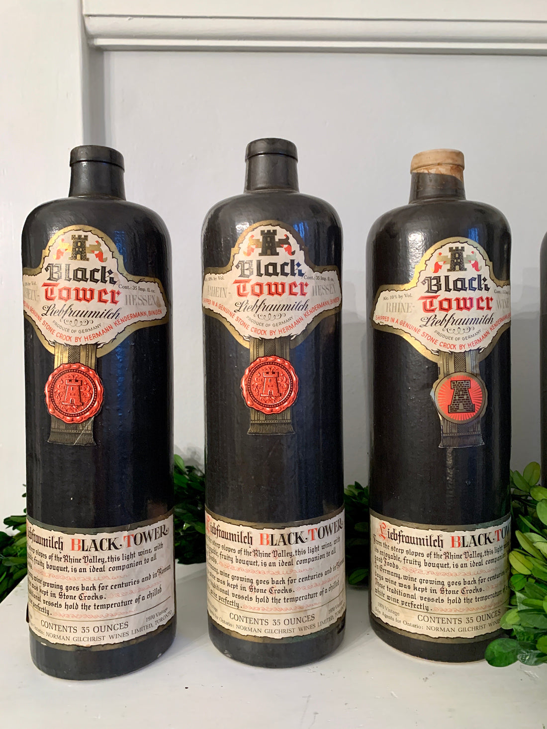 Pair Vintage Stoneware Bottle