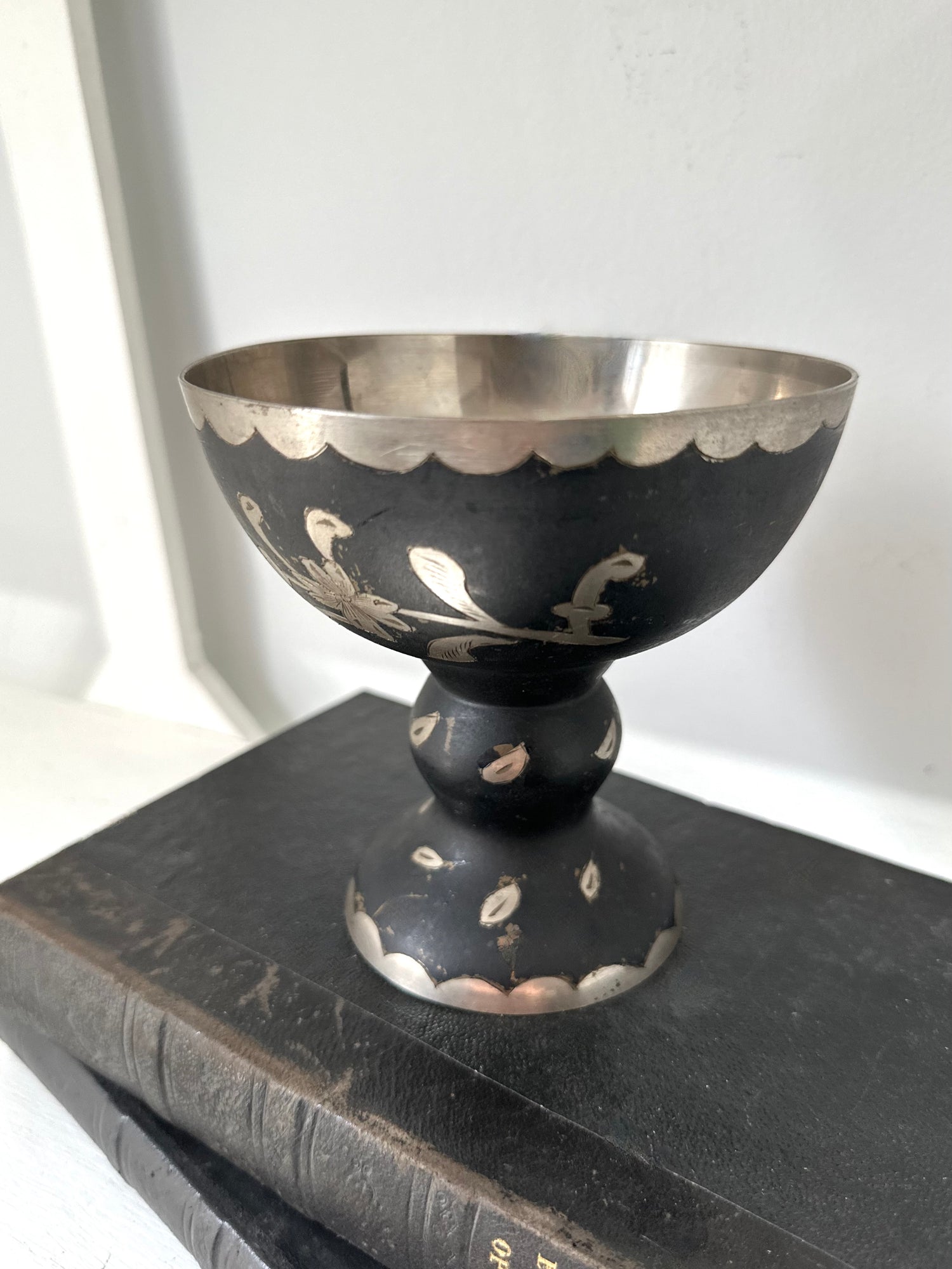 Vintage Handmade Etched Brass Ewer Bowl Made in India Key or Trinket Holder