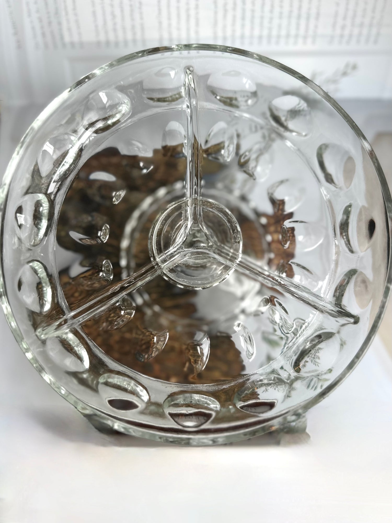 Vintage Glass Pedestal Divided Dish