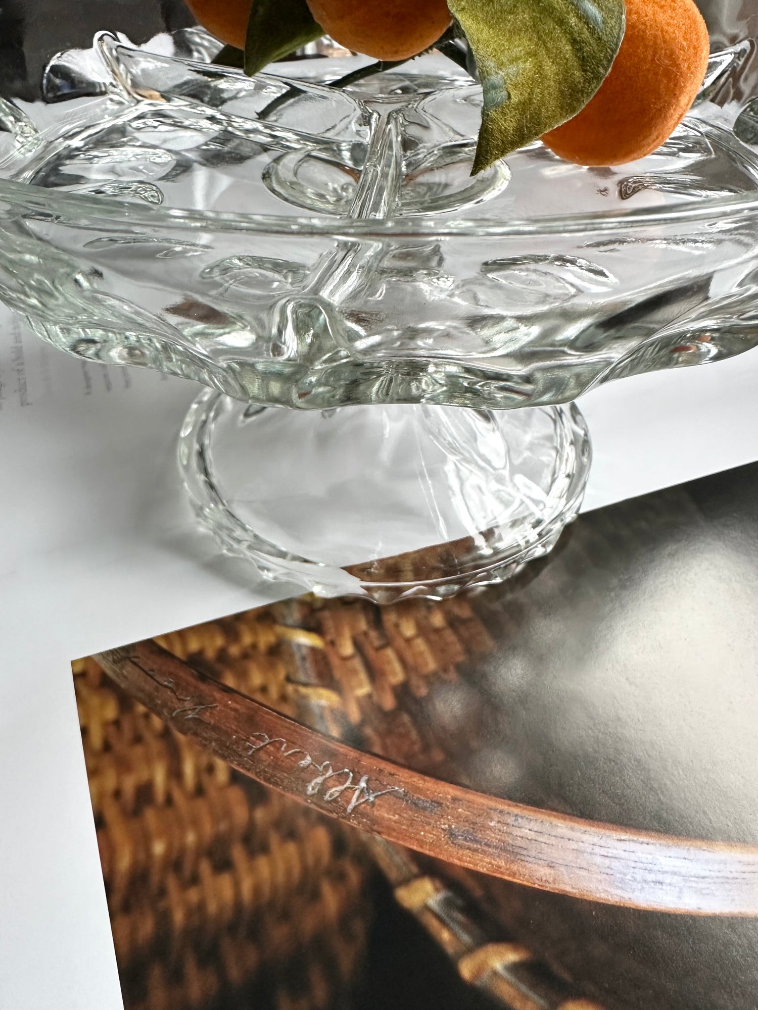 Vintage Glass Pedestal Divided Dish