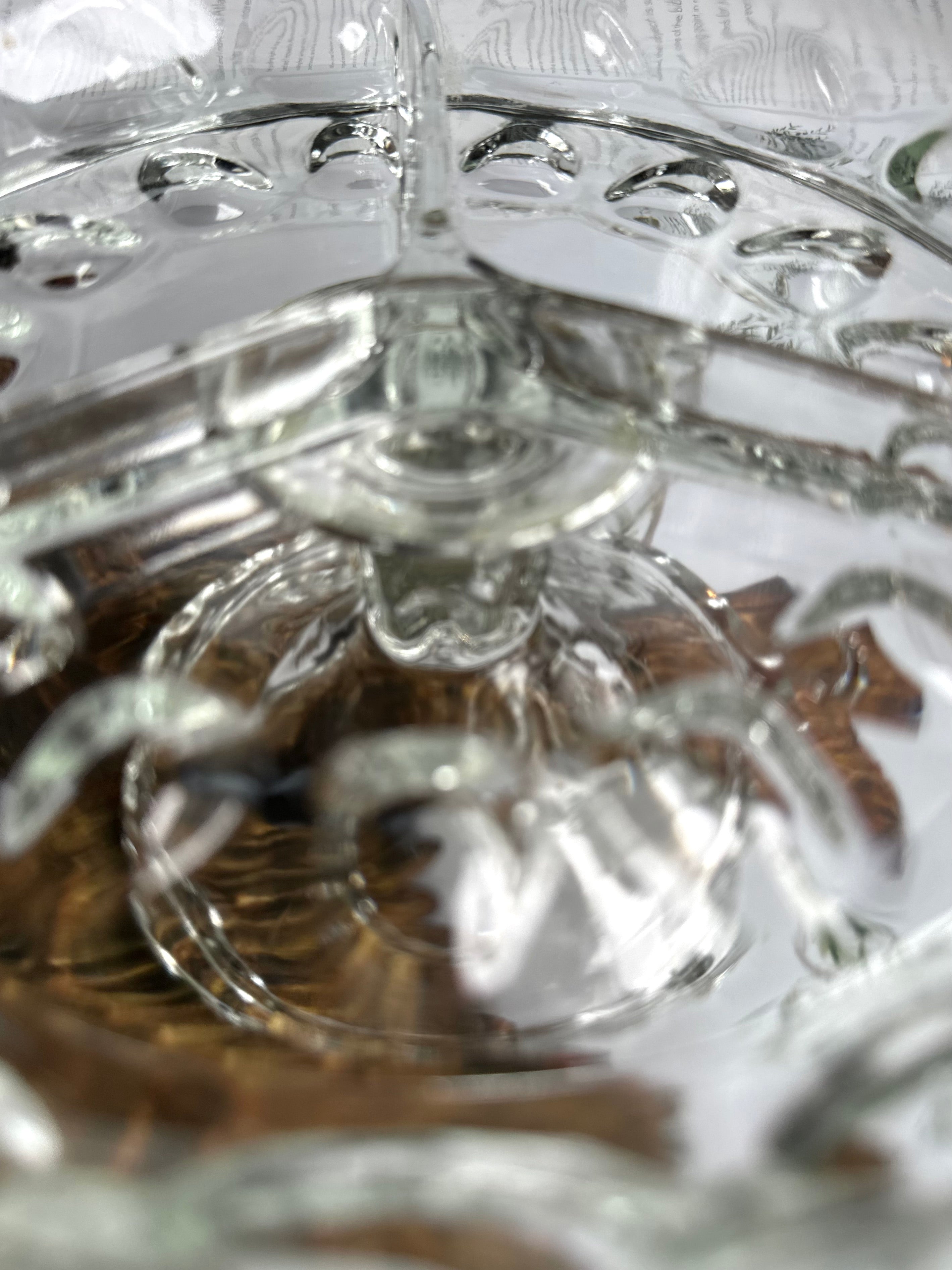 Vintage Glass Pedestal Divided Dish