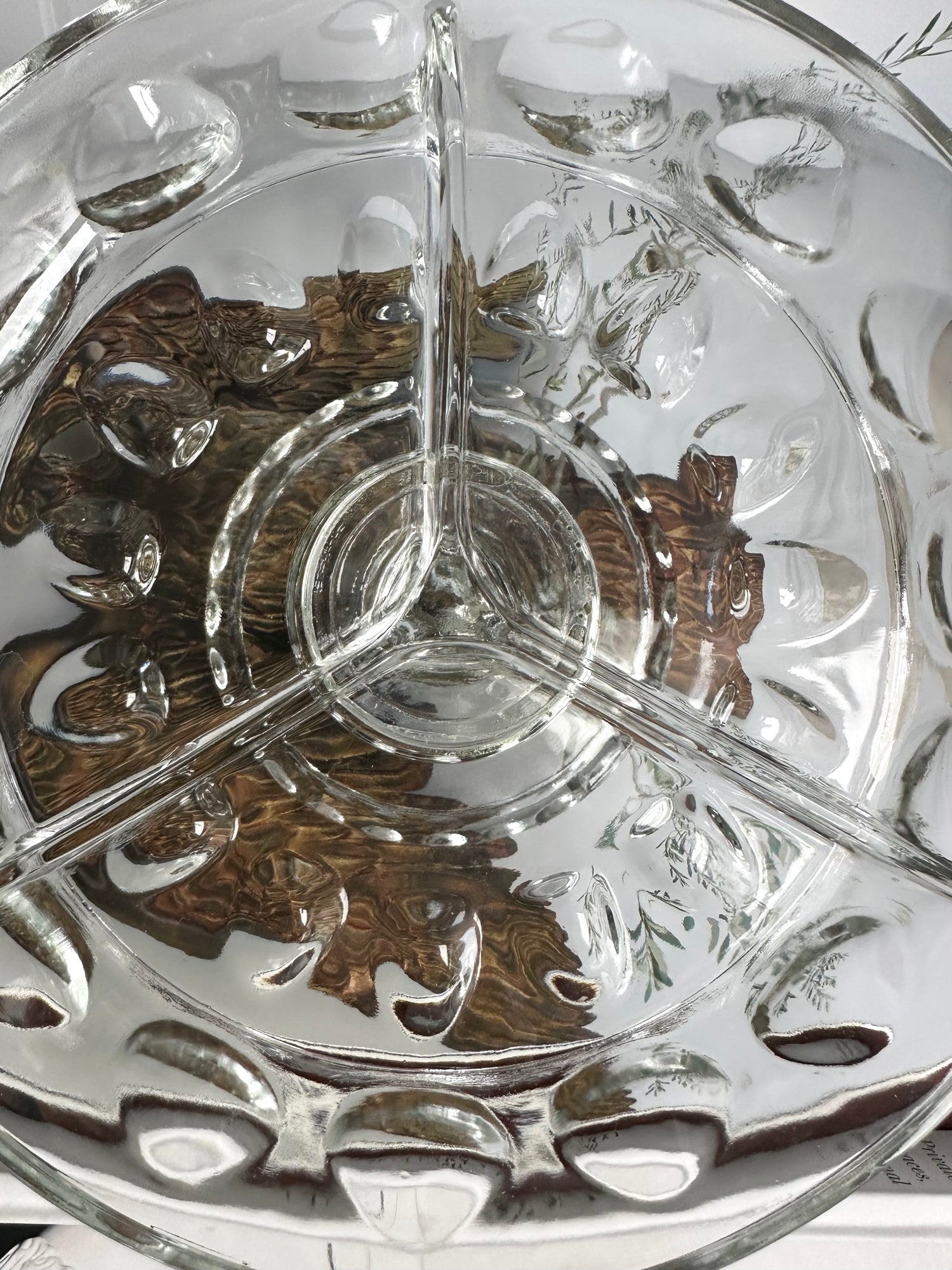 Vintage Glass Pedestal Divided Dish