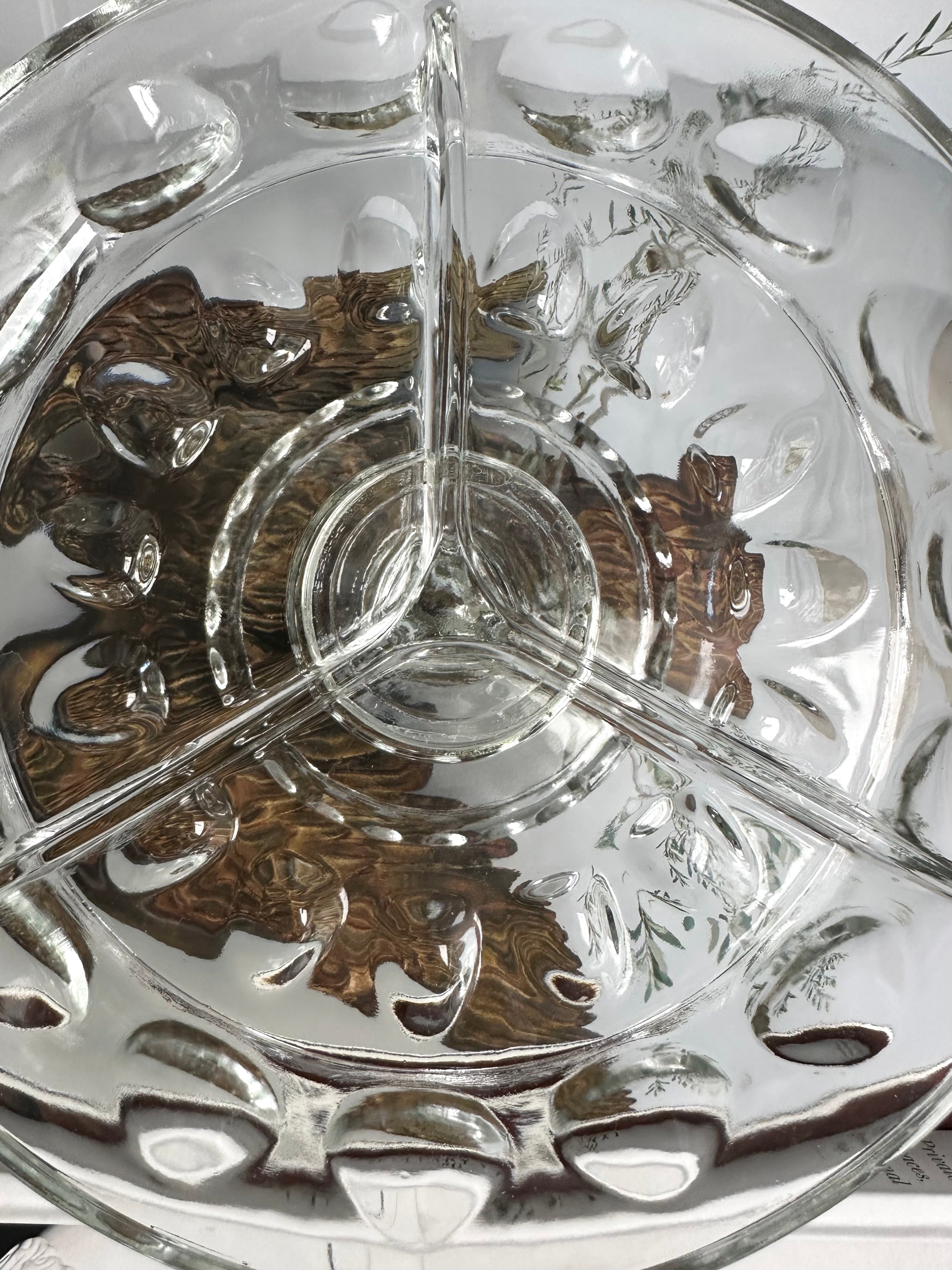 Vintage Glass Pedestal Divided Dish