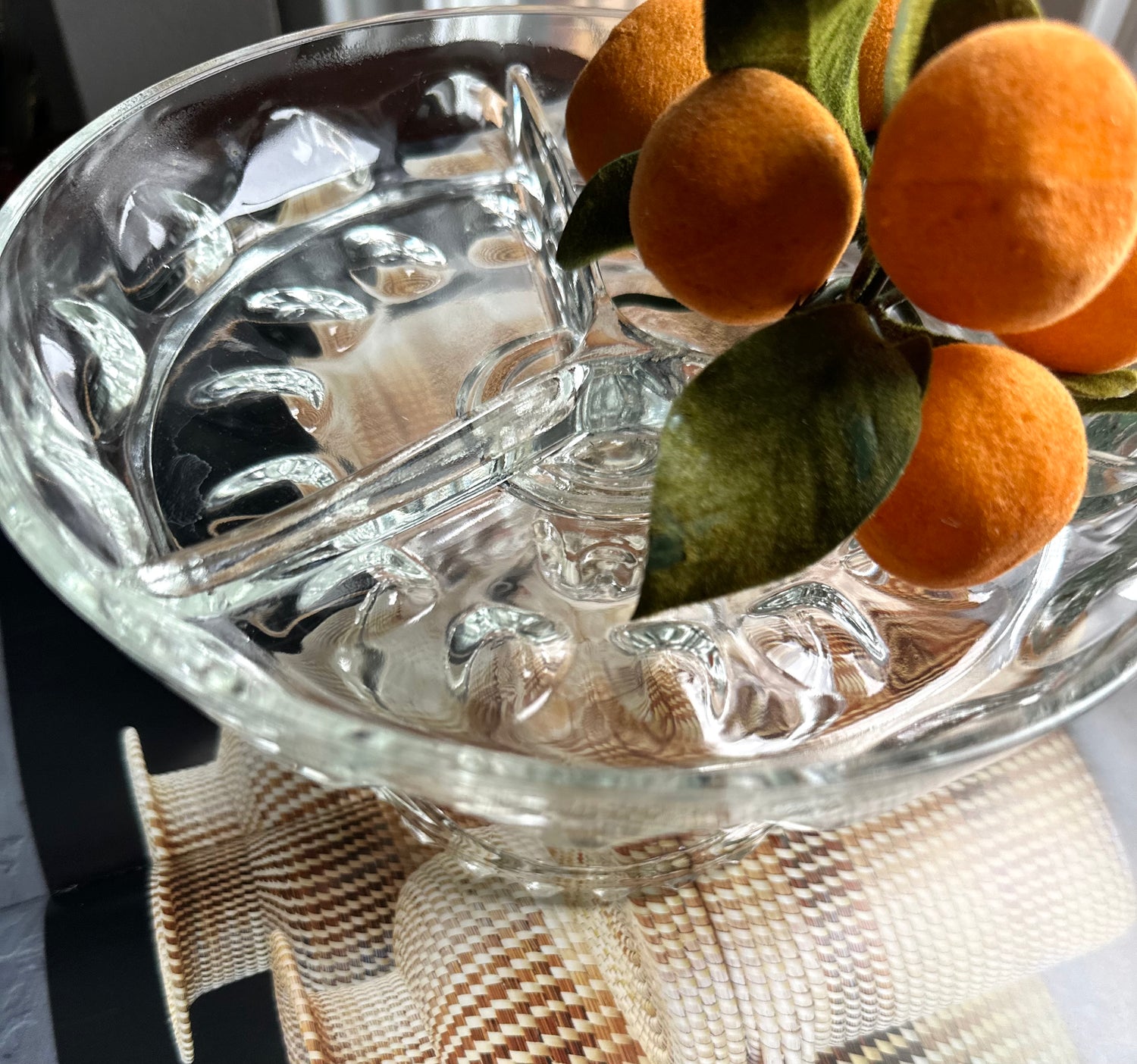 Vintage Glass Pedestal Divided Dish