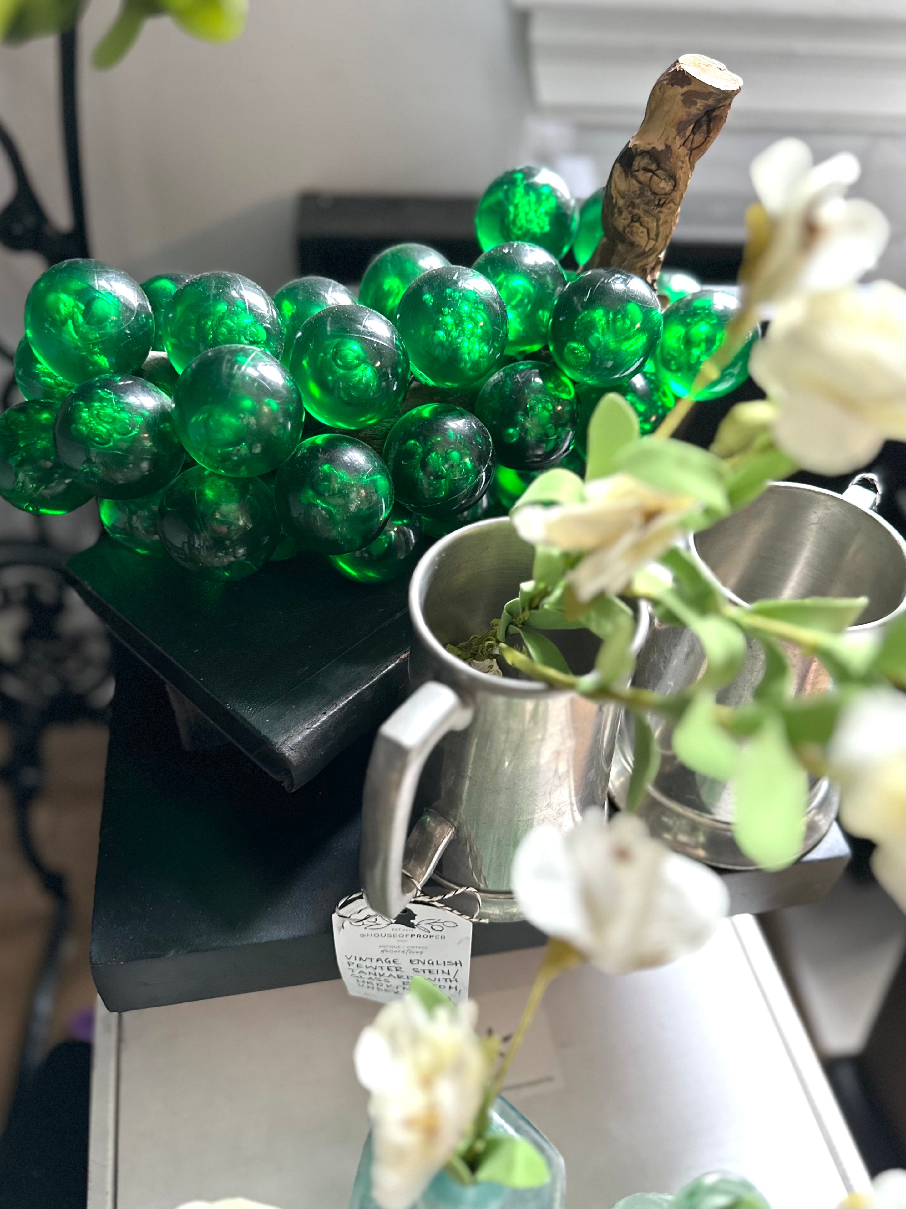 Vintage Lucite Green Grapes, 14"