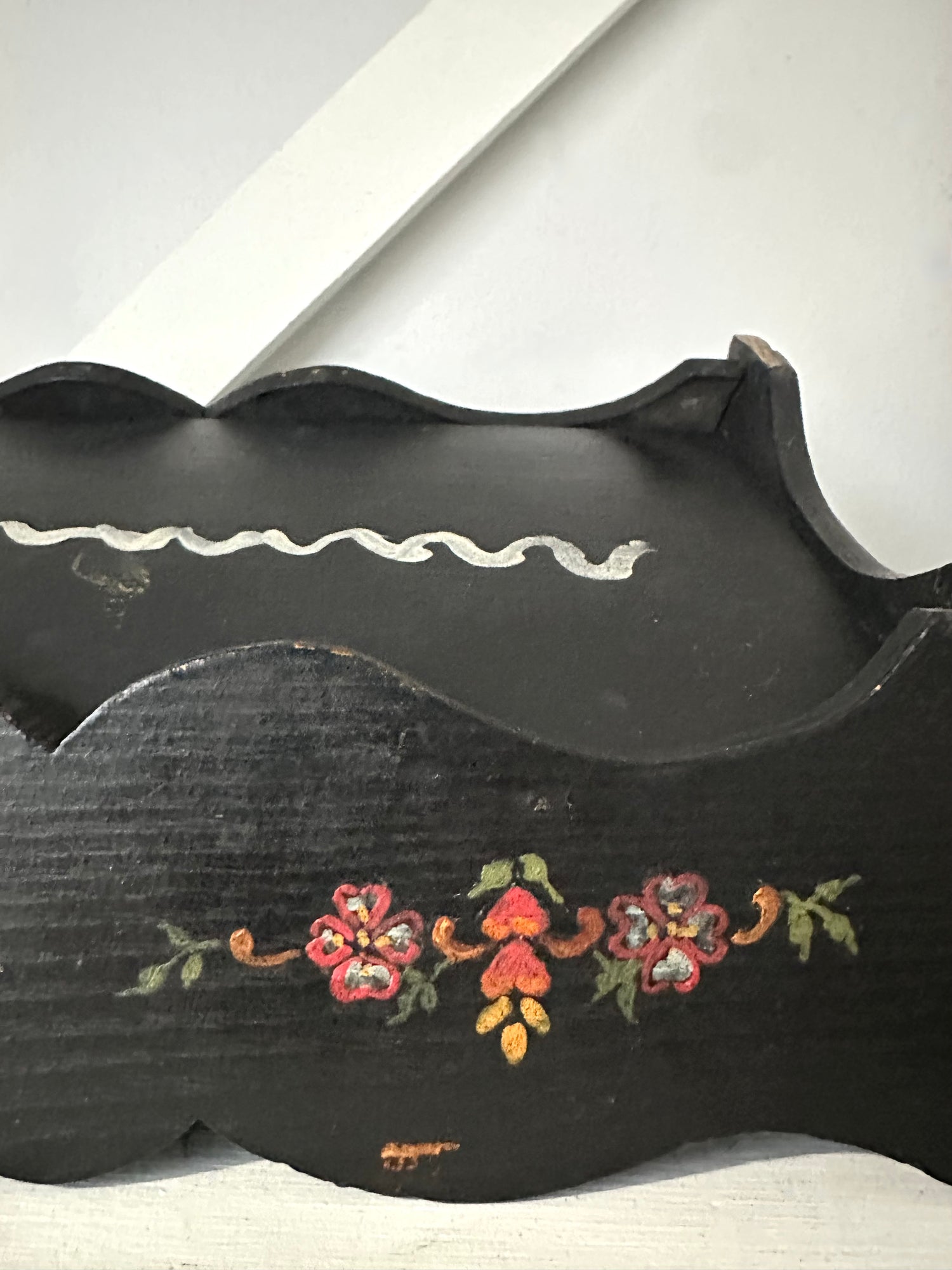 Vintage Hand-Painted Wooden Cutlery Tray