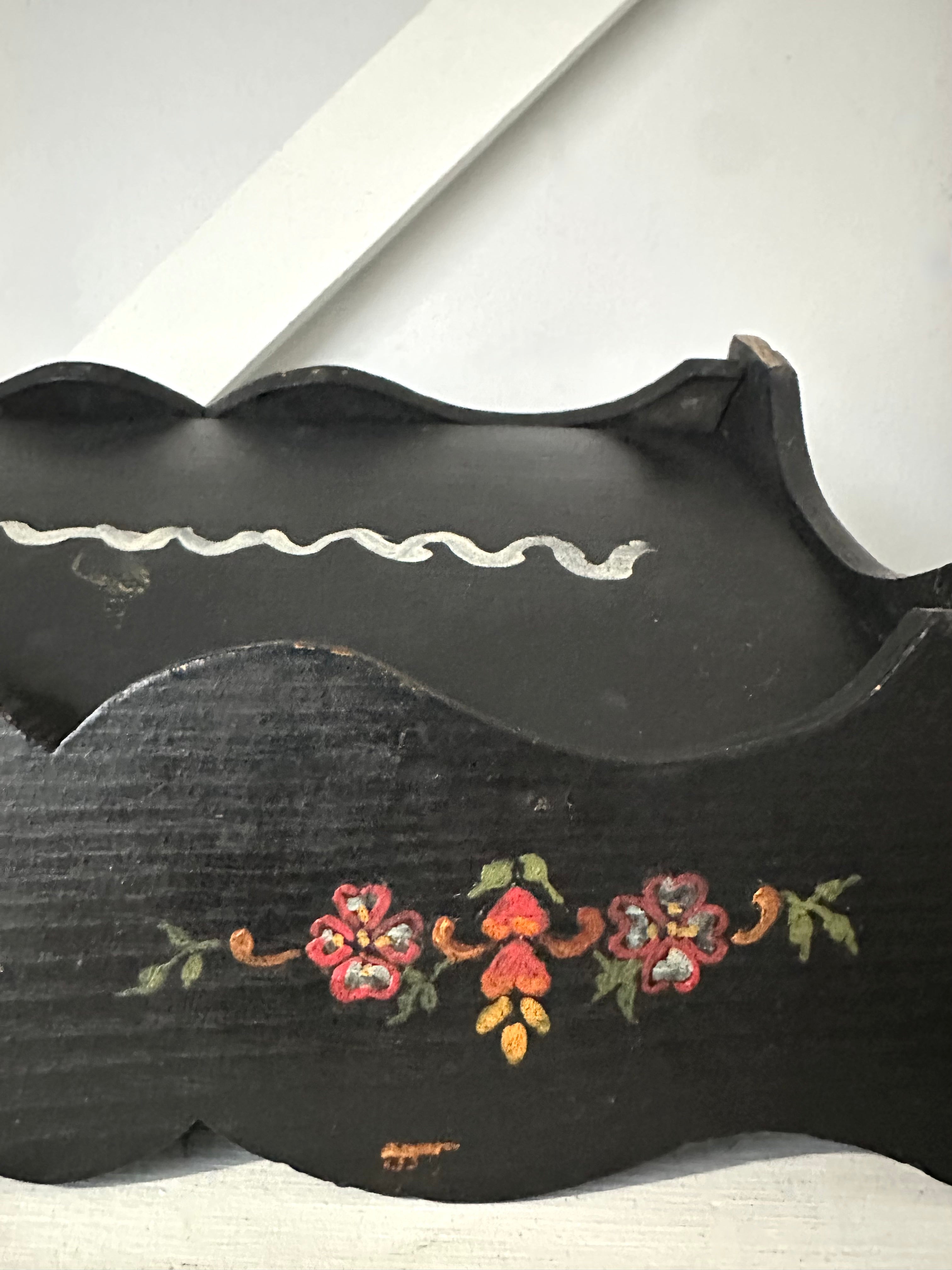 Vintage Hand-Painted Wooden Cutlery Tray