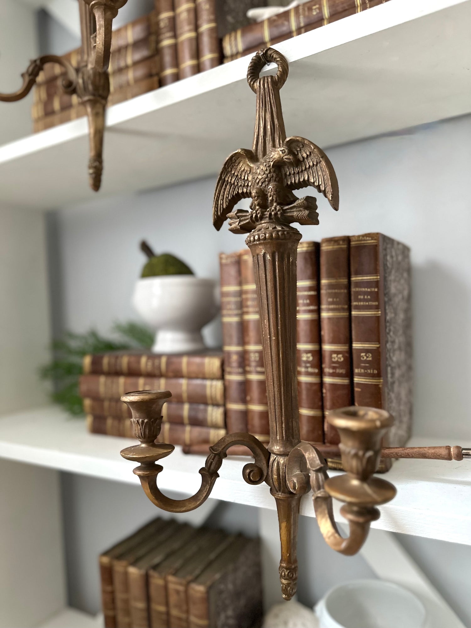 Pair of Neoclassical Eagle Candle Sconces