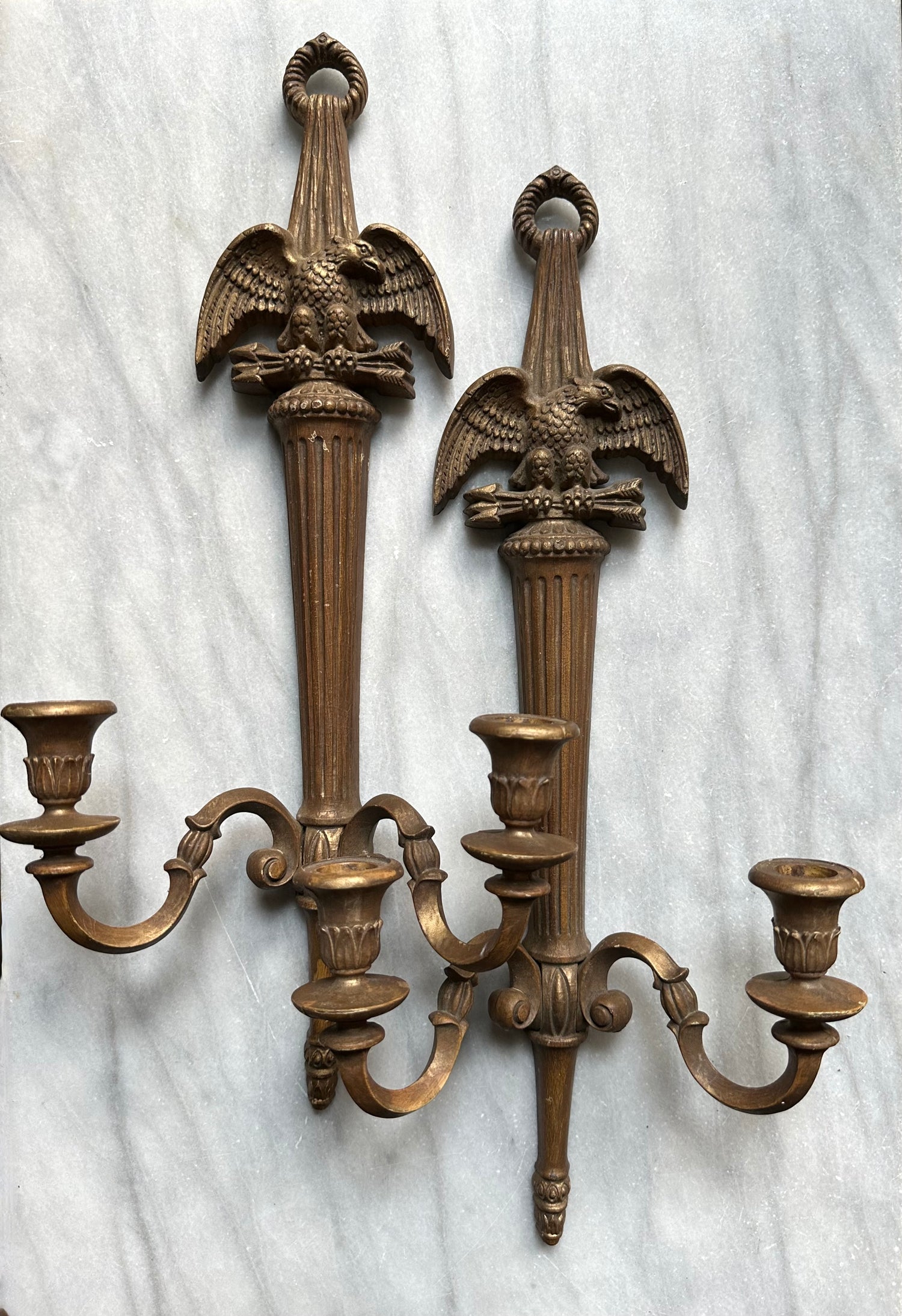 Pair of Neoclassical Eagle Candle Sconces