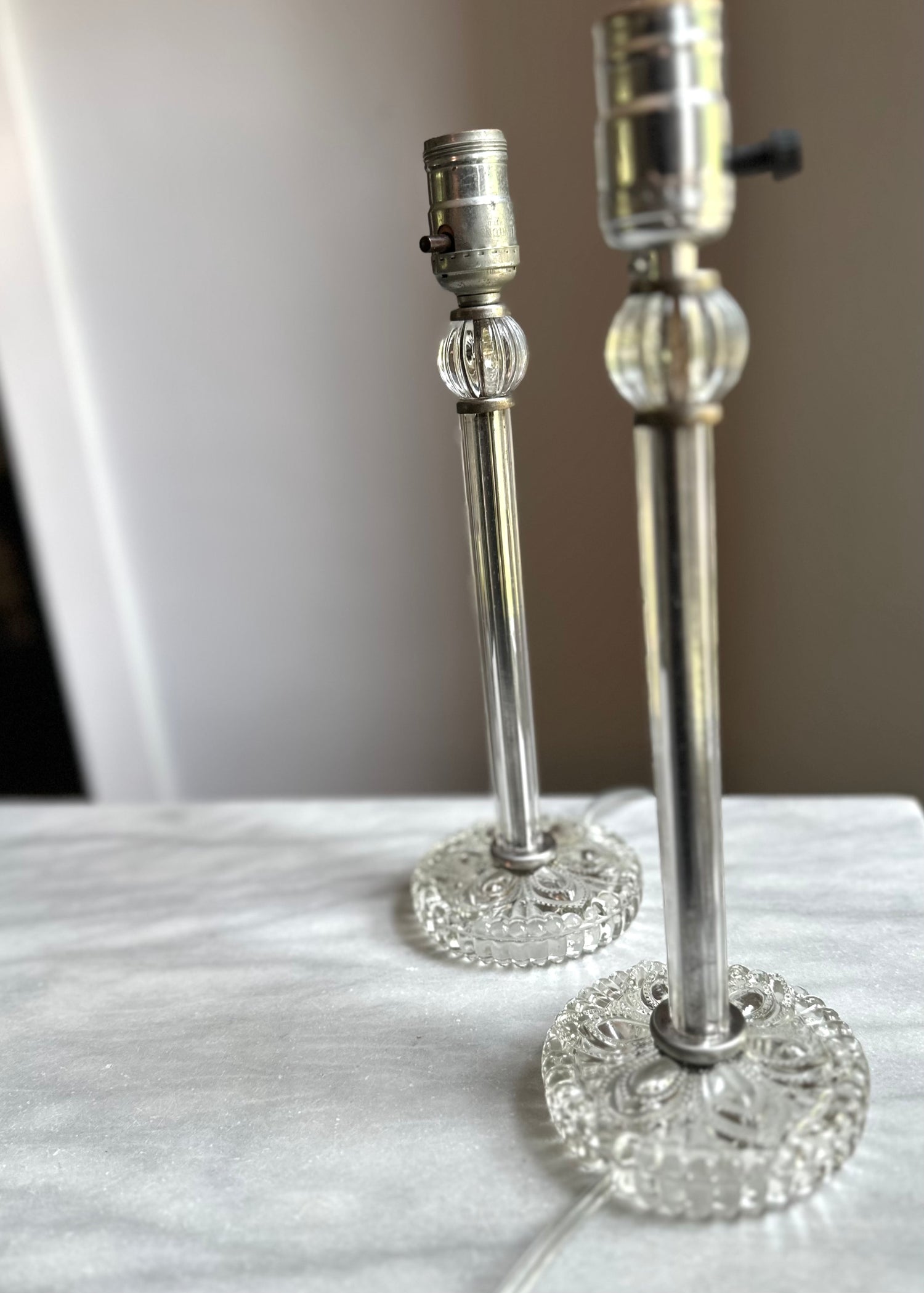 Vintage Pair Petite Glass Lamps