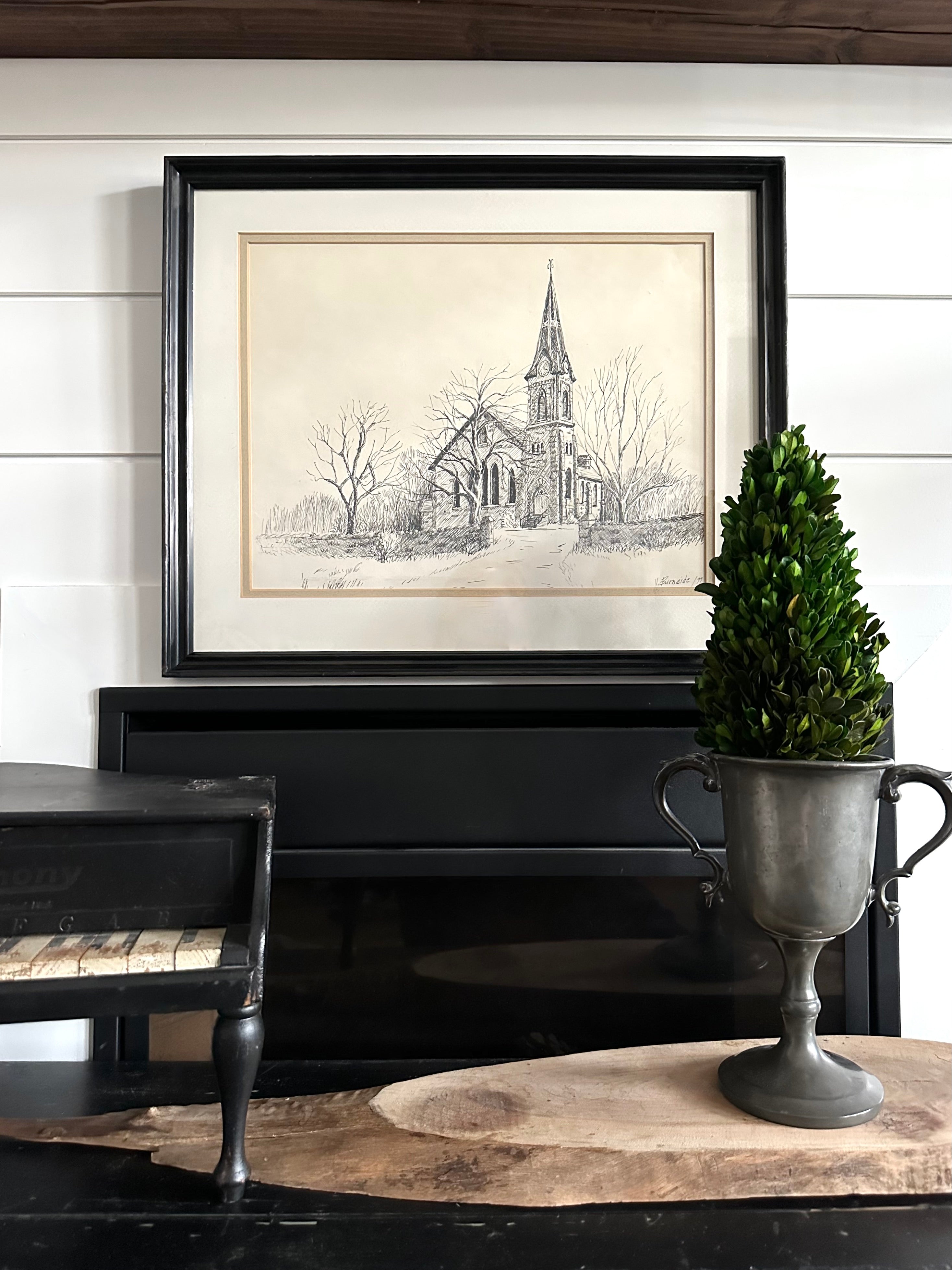 Vintage Framed Church Print
